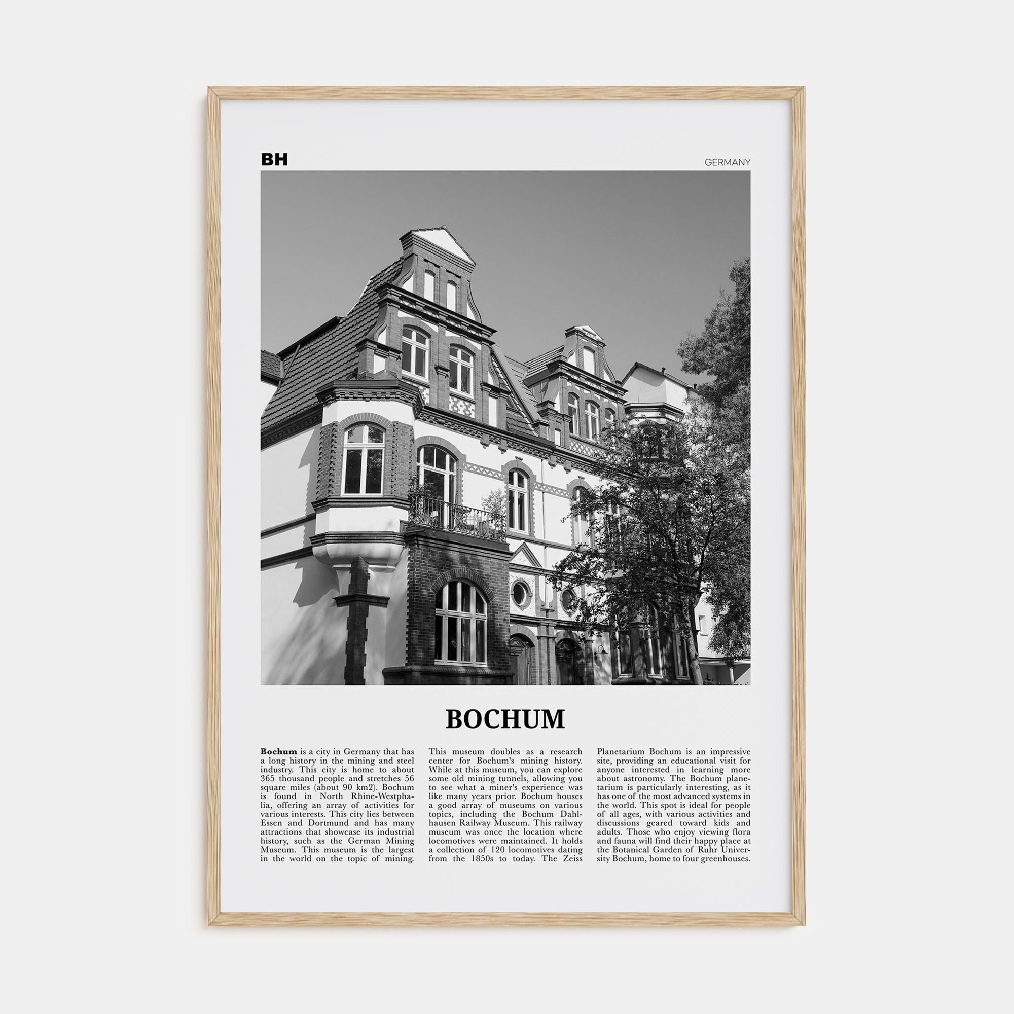 Bochum Travel B&W Poster