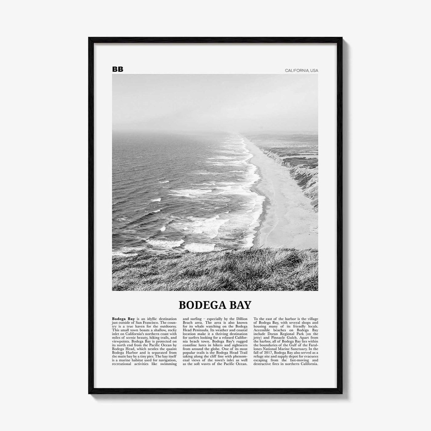 Bodega Bay Print Black and White, Bodega Bay Wall Art, Bodega Bay Poster, Bodega Bay Photo, California, USA, United States, North America