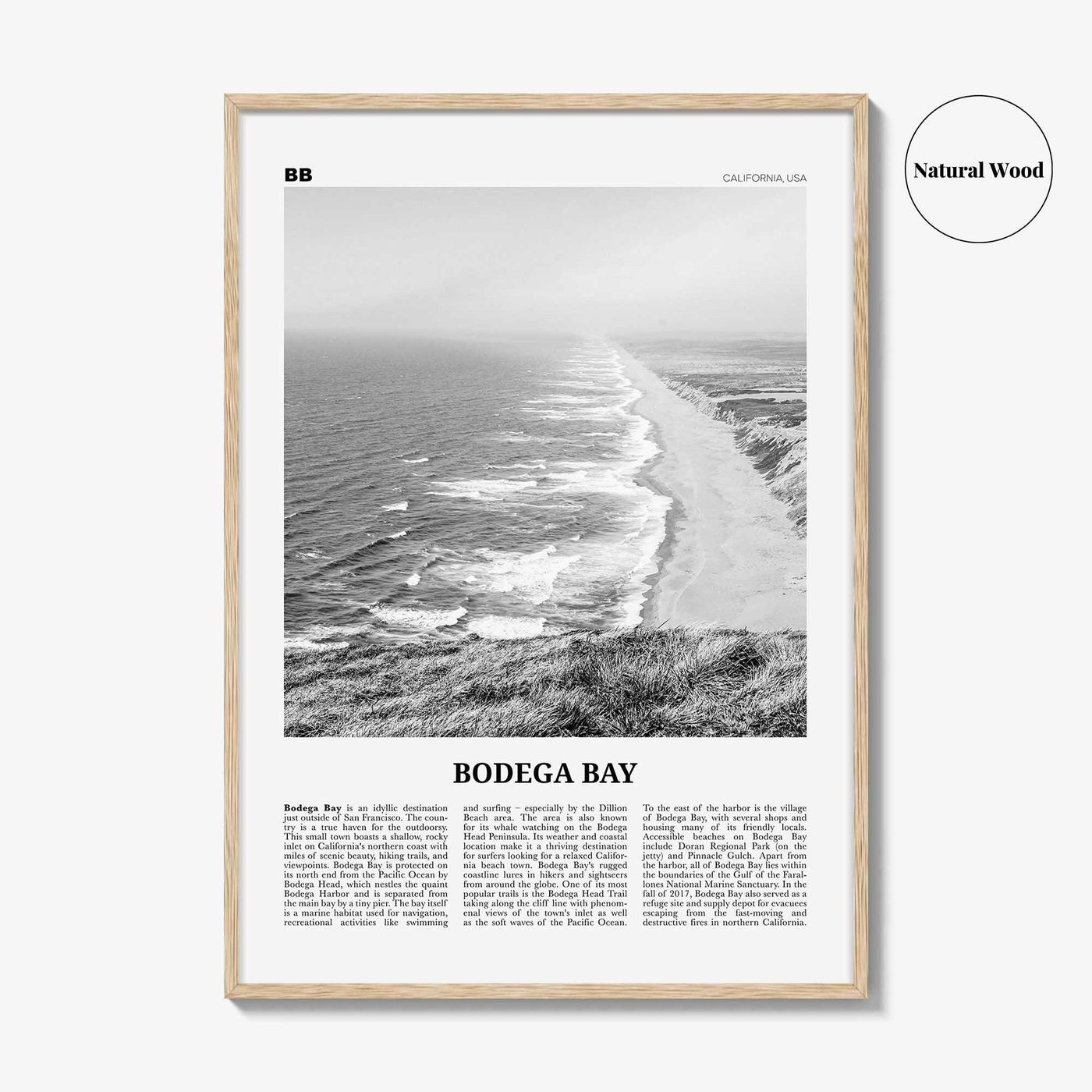 Bodega Bay Print Black and White, Bodega Bay Wall Art, Bodega Bay Poster, Bodega Bay Photo, California, USA, United States, North America