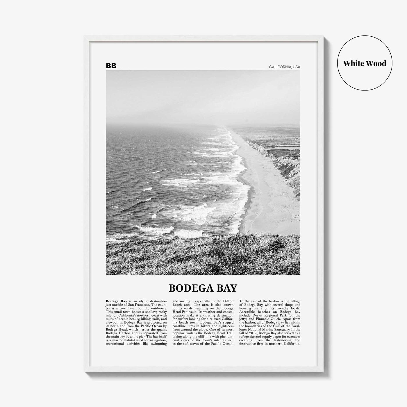 Bodega Bay Print Black and White, Bodega Bay Wall Art, Bodega Bay Poster, Bodega Bay Photo, California, USA, United States, North America