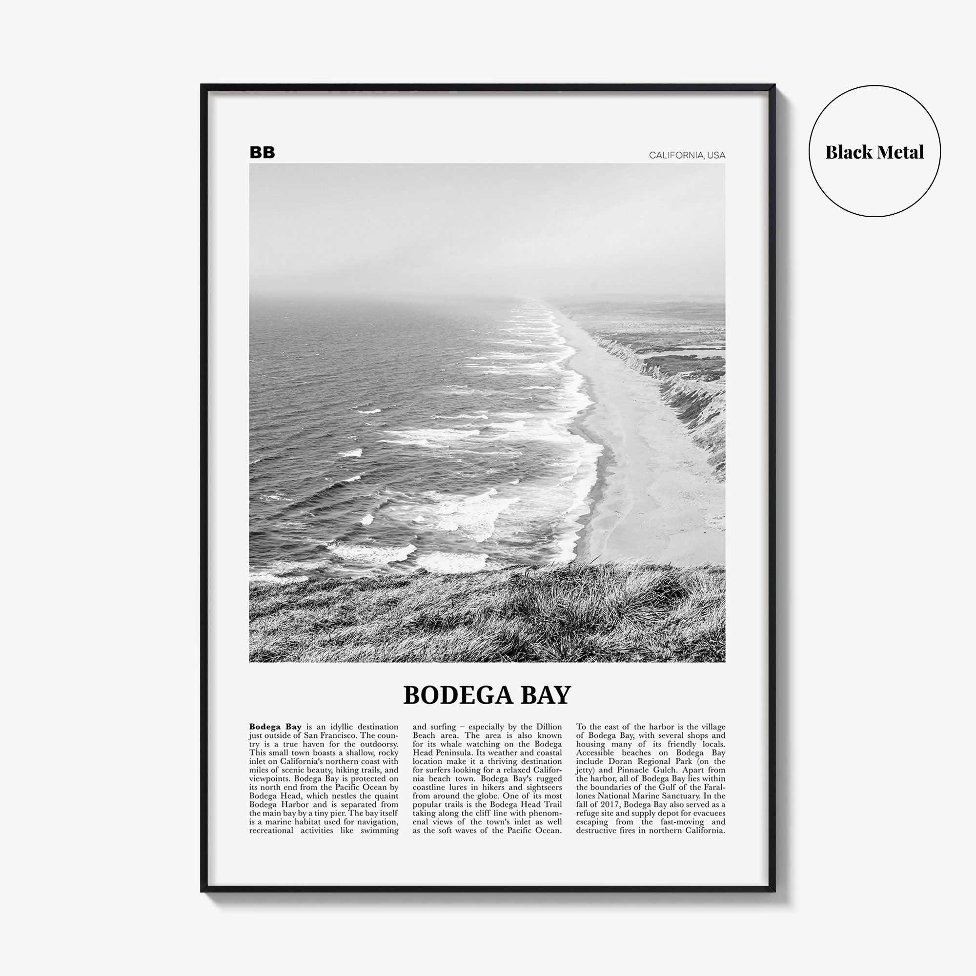 Bodega Bay Print Black and White, Bodega Bay Wall Art, Bodega Bay Poster, Bodega Bay Photo, California, USA, United States, North America