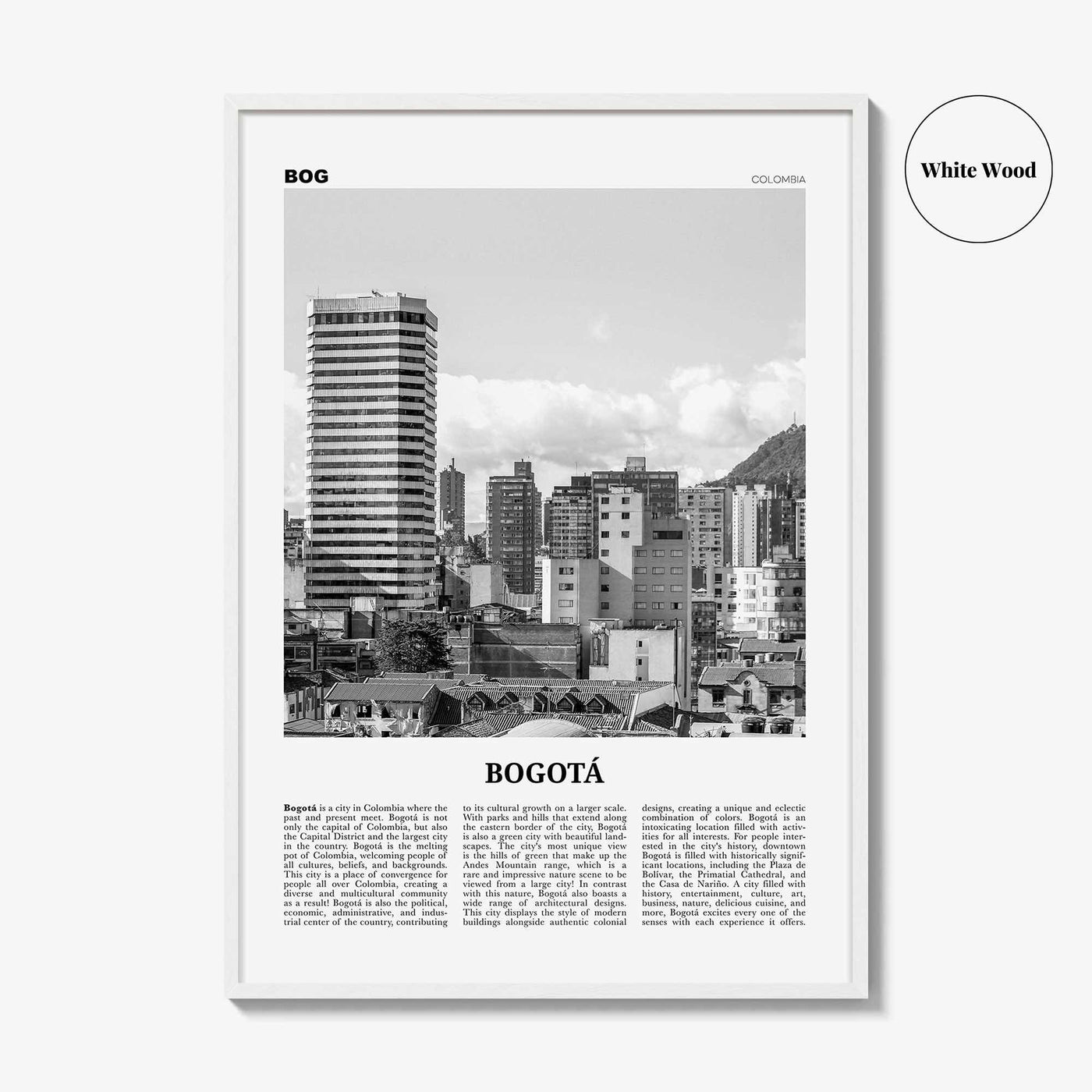 Bogota Print Black and White No 2, Bogota Wall Art, Bogota Poster, Bogota Photo, Bogota Wall Decor, City Print, Bogota, Colombia