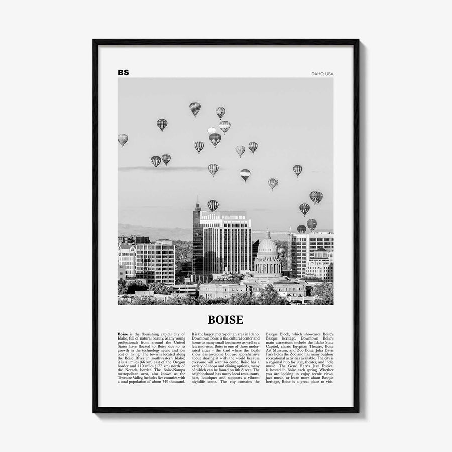 Boise Print Black and White No 1, Boise Wall Art, Boise Poster, Boise Photo, Boise Wall Décor, Idaho, USA, United States, America