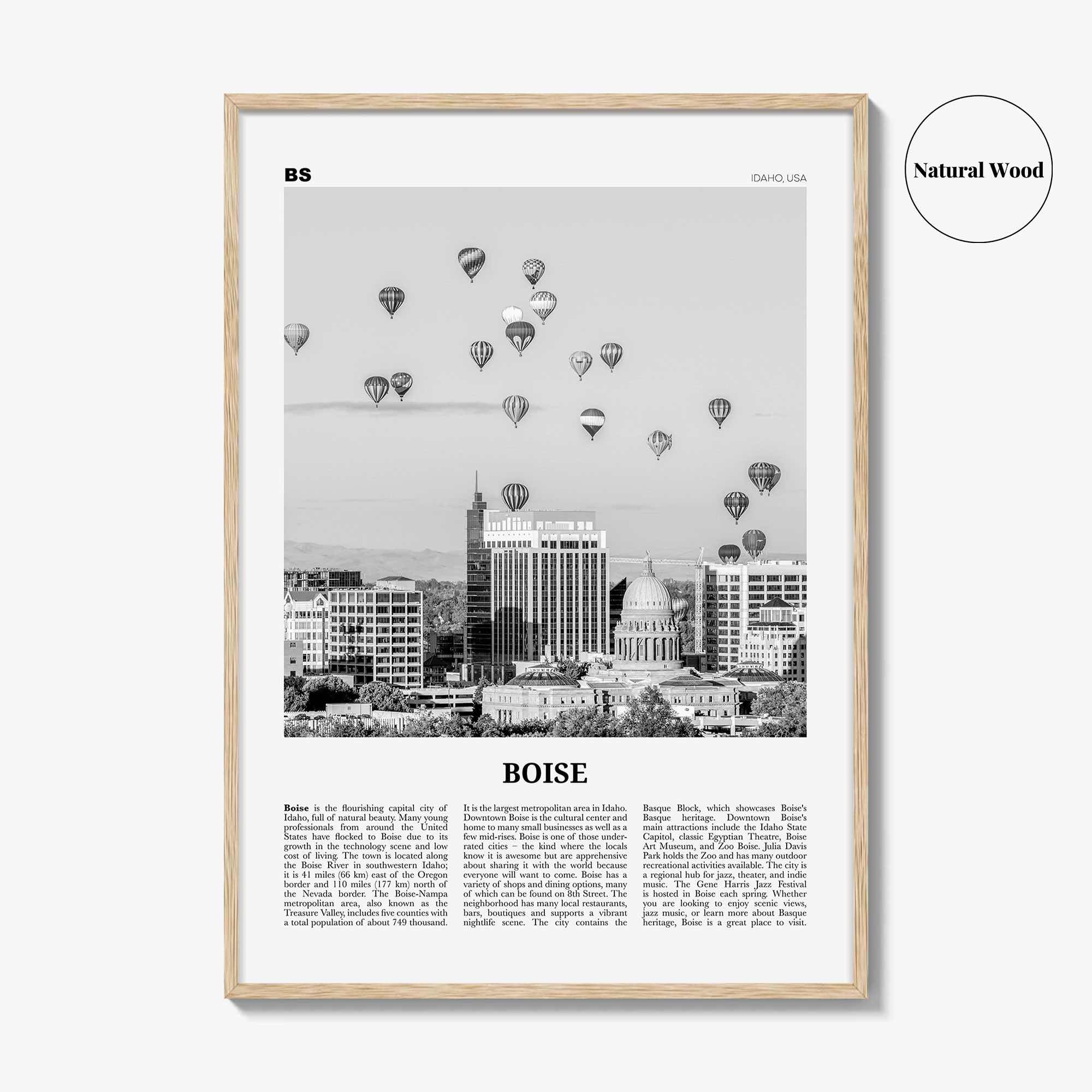 Boise Print Black and White No 1, Boise Wall Art, Boise Poster, Boise Photo, Boise Wall Décor, Idaho, USA, United States, America