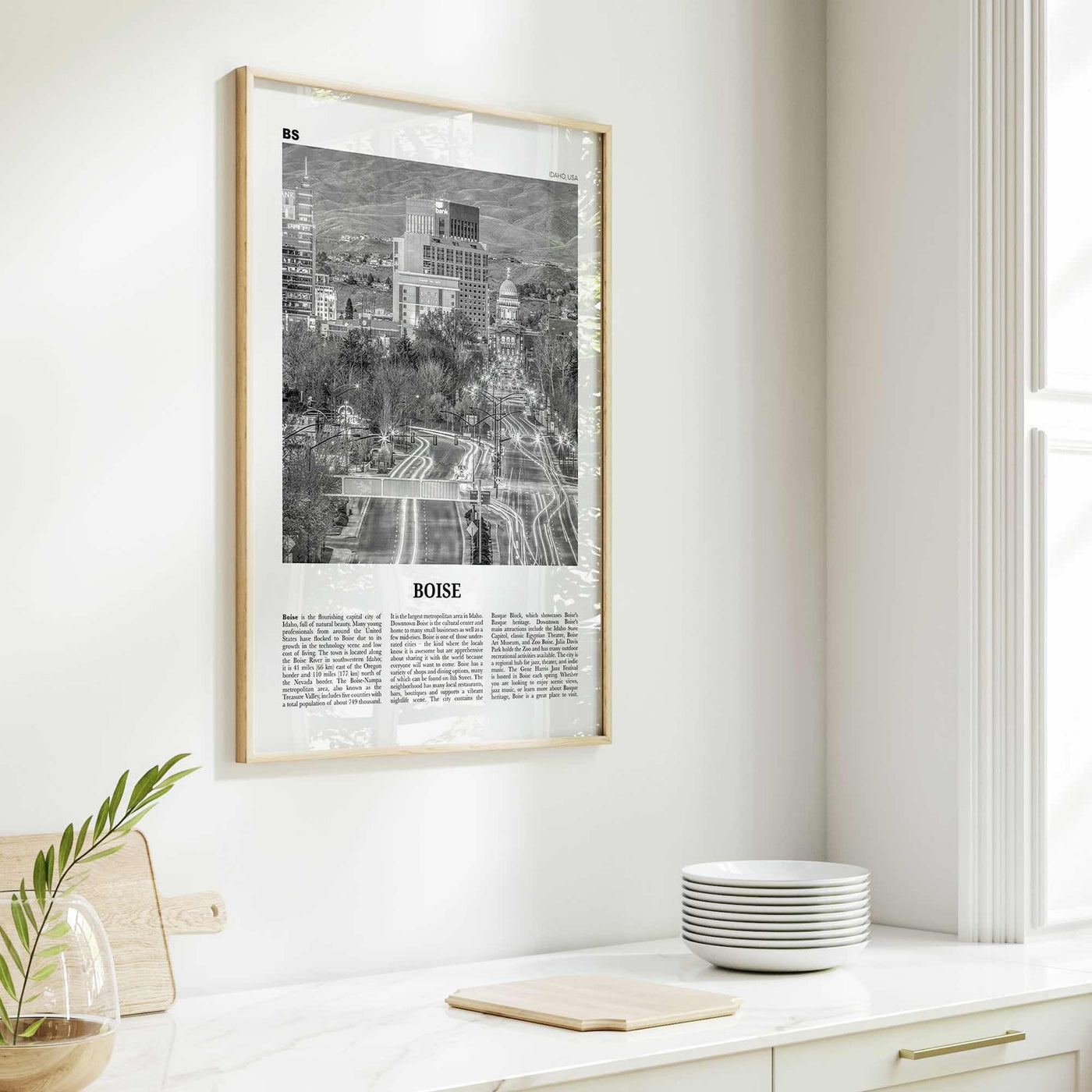 Boise Print Black and White No 2, Boise Wall Art, Boise Poster, Boise Photo, Boise Wall Décor, Idaho, USA, United States, North America