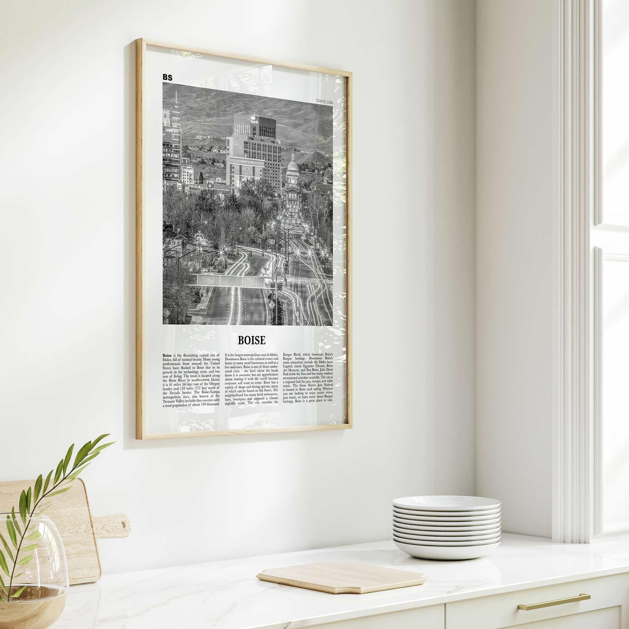 Boise Print Black and White No 2, Boise Wall Art, Boise Poster, Boise Photo, Boise Wall Décor, Idaho, USA, United States, North America