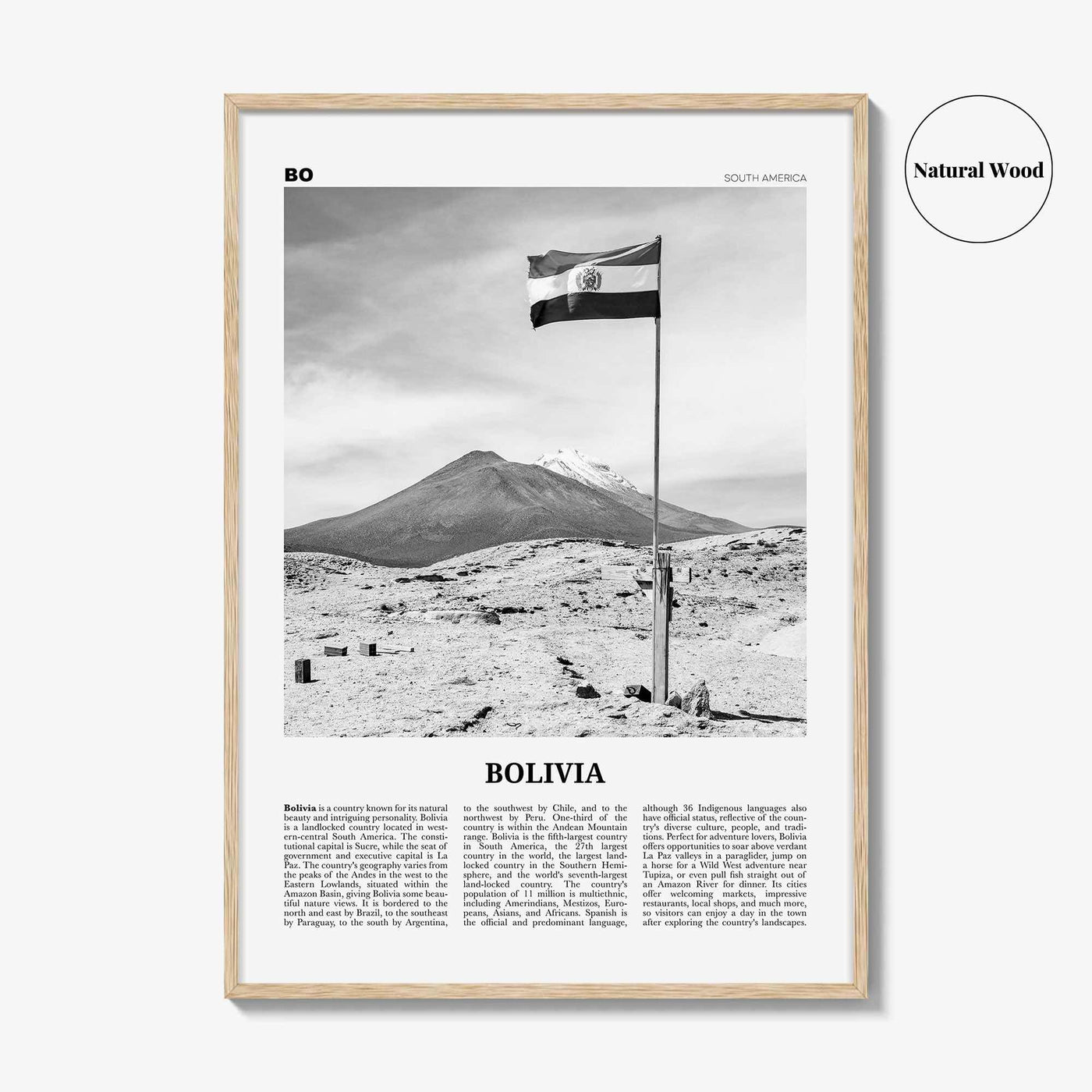 Bolivia Print Black and White, Bolivia Wall Art, Bolivia Poster, Bolivia Photo, Sucre, La Paz, Santa Cruz de Sierra, South America