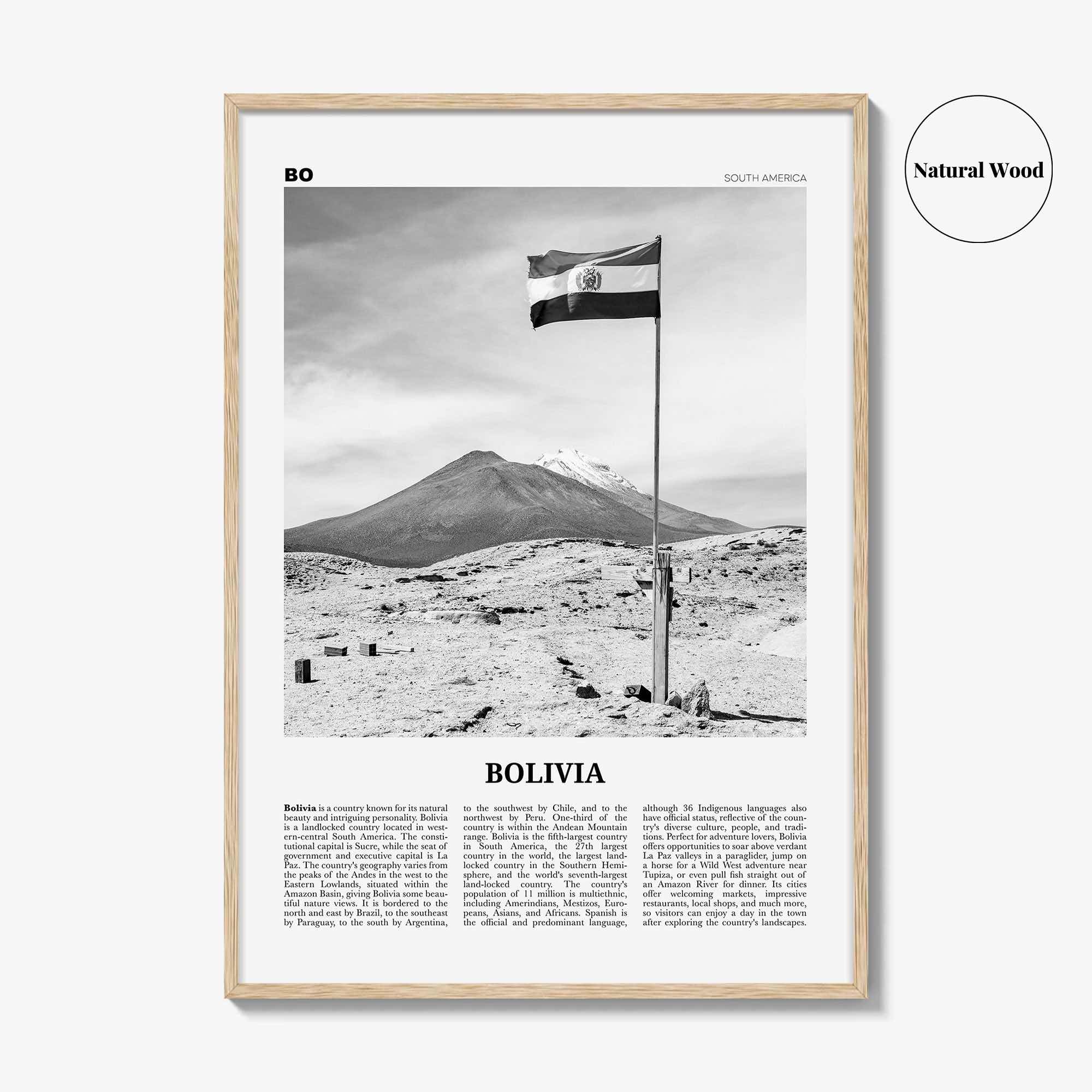 Bolivia Print Black and White, Bolivia Wall Art, Bolivia Poster, Bolivia Photo, Sucre, La Paz, Santa Cruz de Sierra, South America