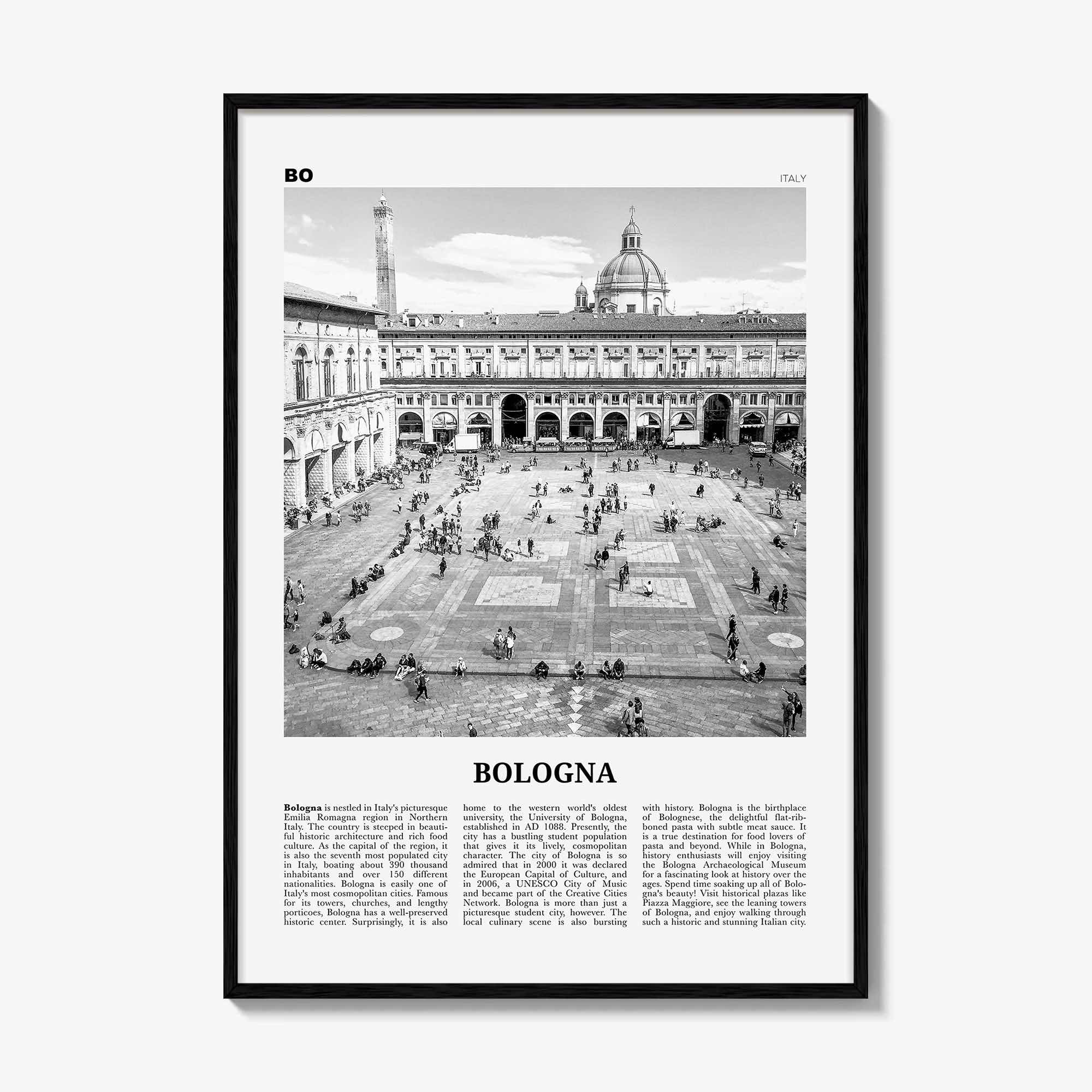 Bologna Print Black and White No 1, Bologna Wall Art, Bologna Poster, Bologna Photo, Bologna Wall Decor, Bononia, Italy, Italia, Europe