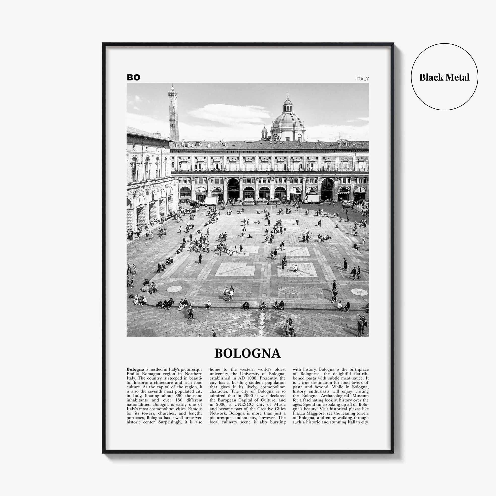 Bologna Print Black and White No 1, Bologna Wall Art, Bologna Poster, Bologna Photo, Bologna Wall Decor, Bononia, Italy, Italia, Europe