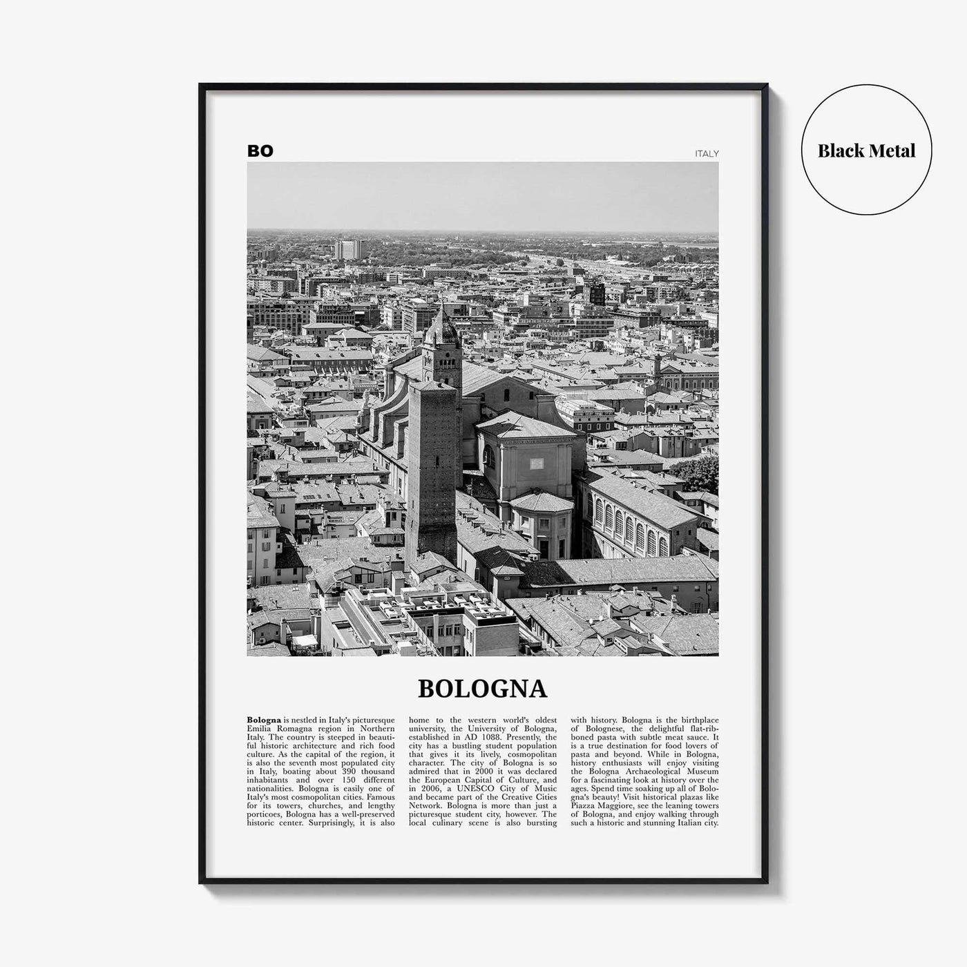 Bologna Print Black and White No 2, Bologna Wall Art, Bologna Poster, Bologna Photo, Bologna Wall Decor, Bononia, Italy, Italia, Europe