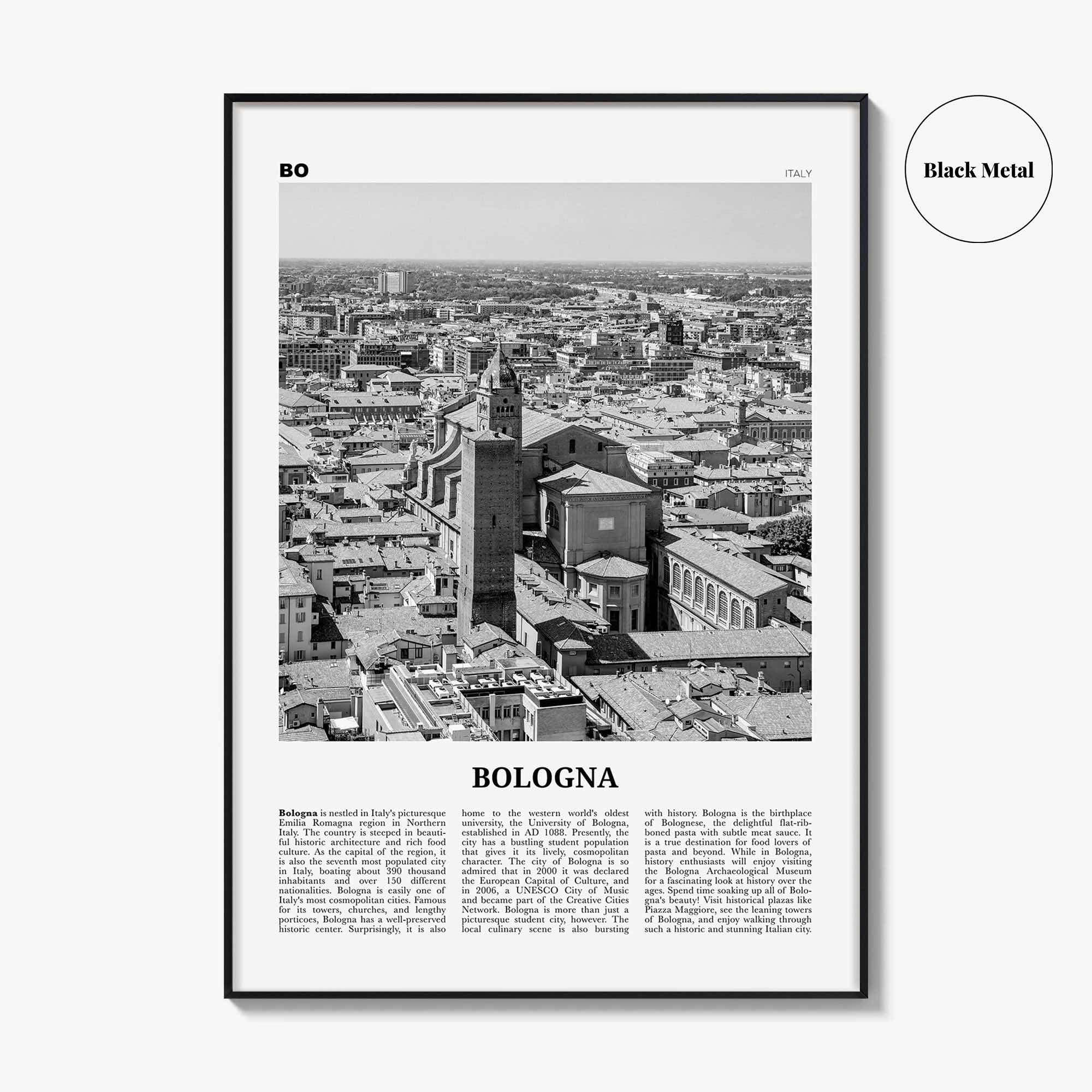 Bologna Print Black and White No 2, Bologna Wall Art, Bologna Poster, Bologna Photo, Bologna Wall Decor, Bononia, Italy, Italia, Europe