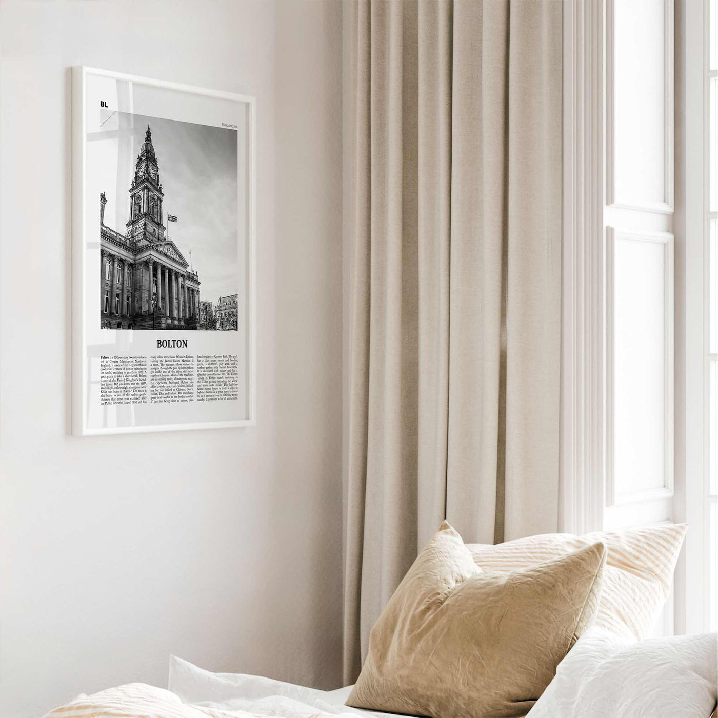 Bolton Print Black and White, Bolton Wall Art, Bolton Poster, Bolton Photo, Bolton Wall Décor, England, UK, United Kingdom