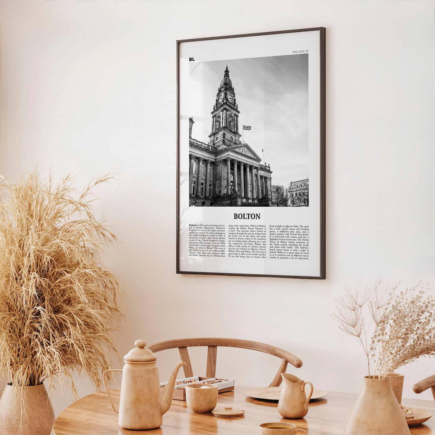 Bolton Print Black and White, Bolton Wall Art, Bolton Poster, Bolton Photo, Bolton Wall Décor, England, UK, United Kingdom