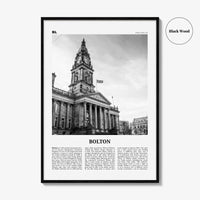 Bolton Print Black and White, Bolton Wall Art, Bolton Poster, Bolton Photo, Bolton Wall Décor, England, UK, United Kingdom