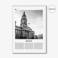 Bolton Print Black and White, Bolton Wall Art, Bolton Poster, Bolton Photo, Bolton Wall Décor, England, UK, United Kingdom