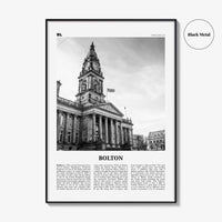 Bolton Print Black and White, Bolton Wall Art, Bolton Poster, Bolton Photo, Bolton Wall Décor, England, UK, United Kingdom