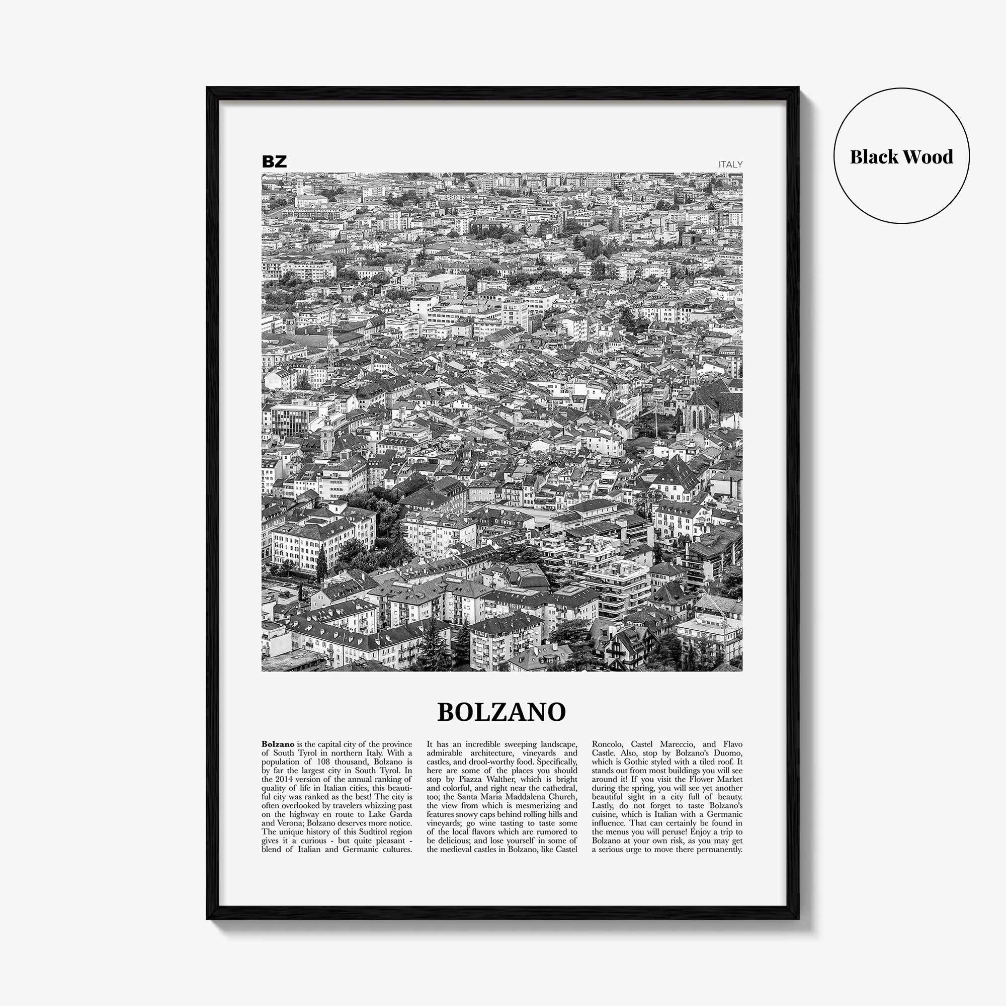 Bolzano Print Black and White, Bolzano Wall Art, Bolzano Poster, Bolzano Photo, Bolzano Wall Décor, Travel Print, Italy, Italia, Europe