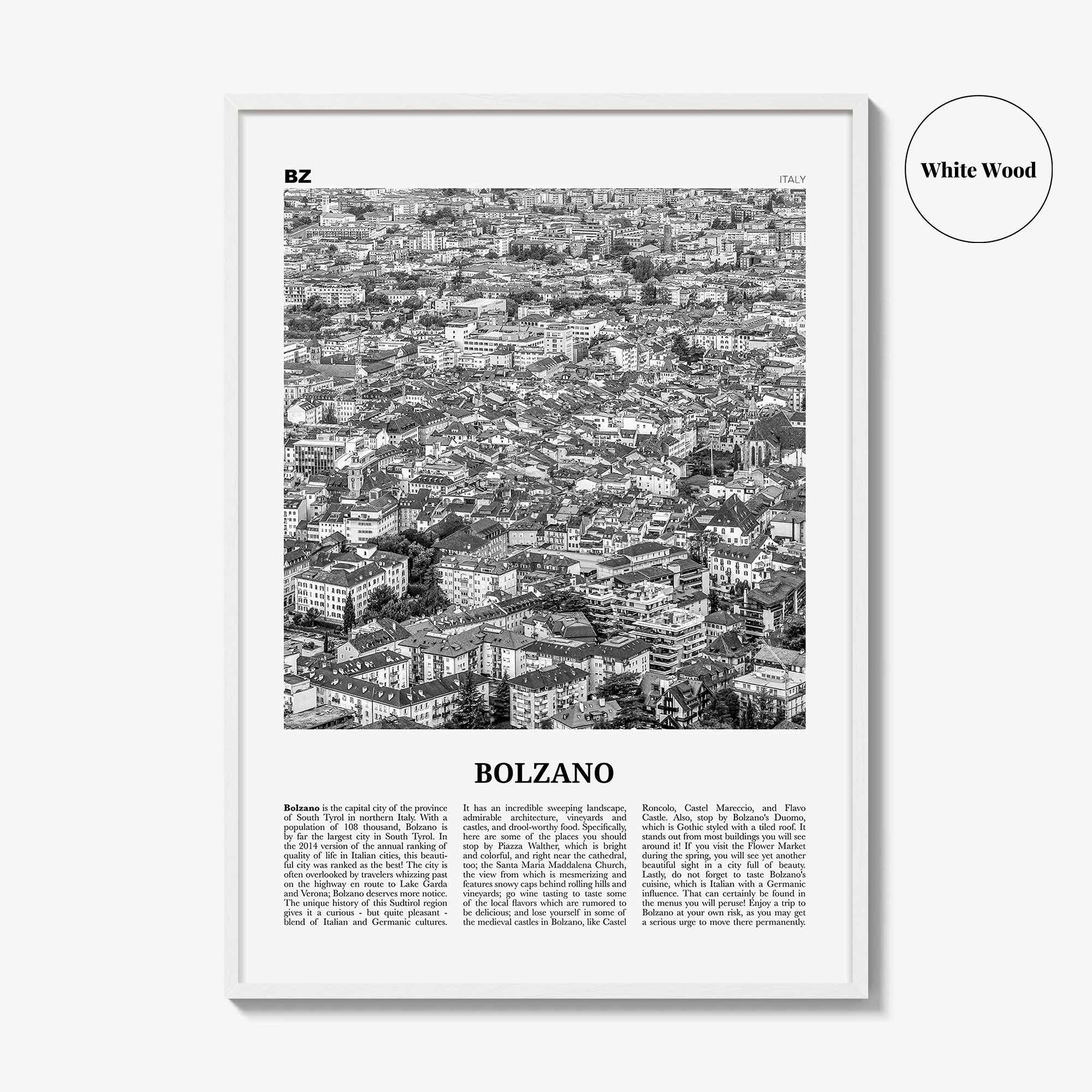 Bolzano Print Black and White, Bolzano Wall Art, Bolzano Poster, Bolzano Photo, Bolzano Wall Décor, Travel Print, Italy, Italia, Europe
