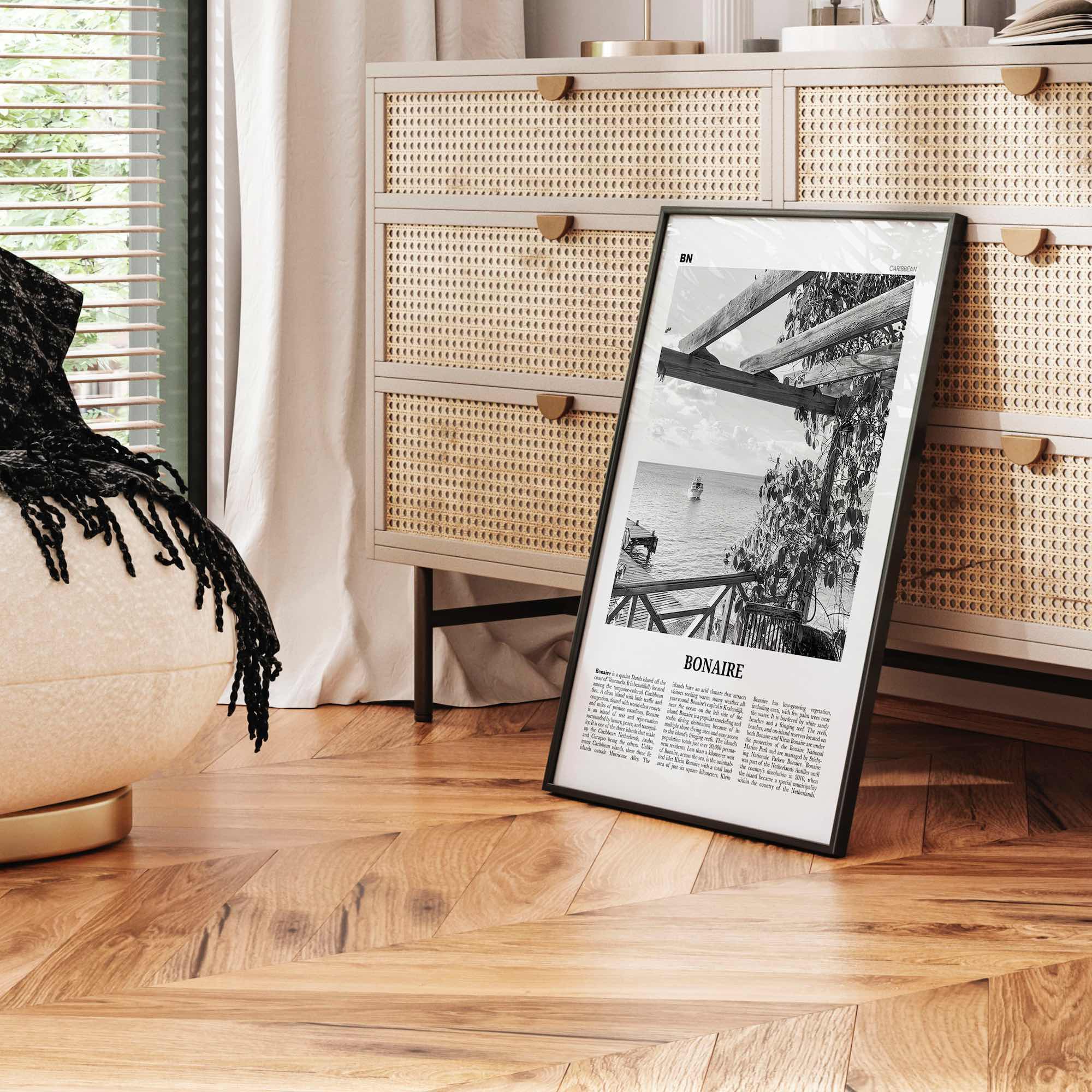 Bonaire Print Black and White, Bonaire Wall Art, Bonaire Poster, Bonaire Photo, Bonaire Decor, Boneiru, Caribbean Netherlands, Kralendijk