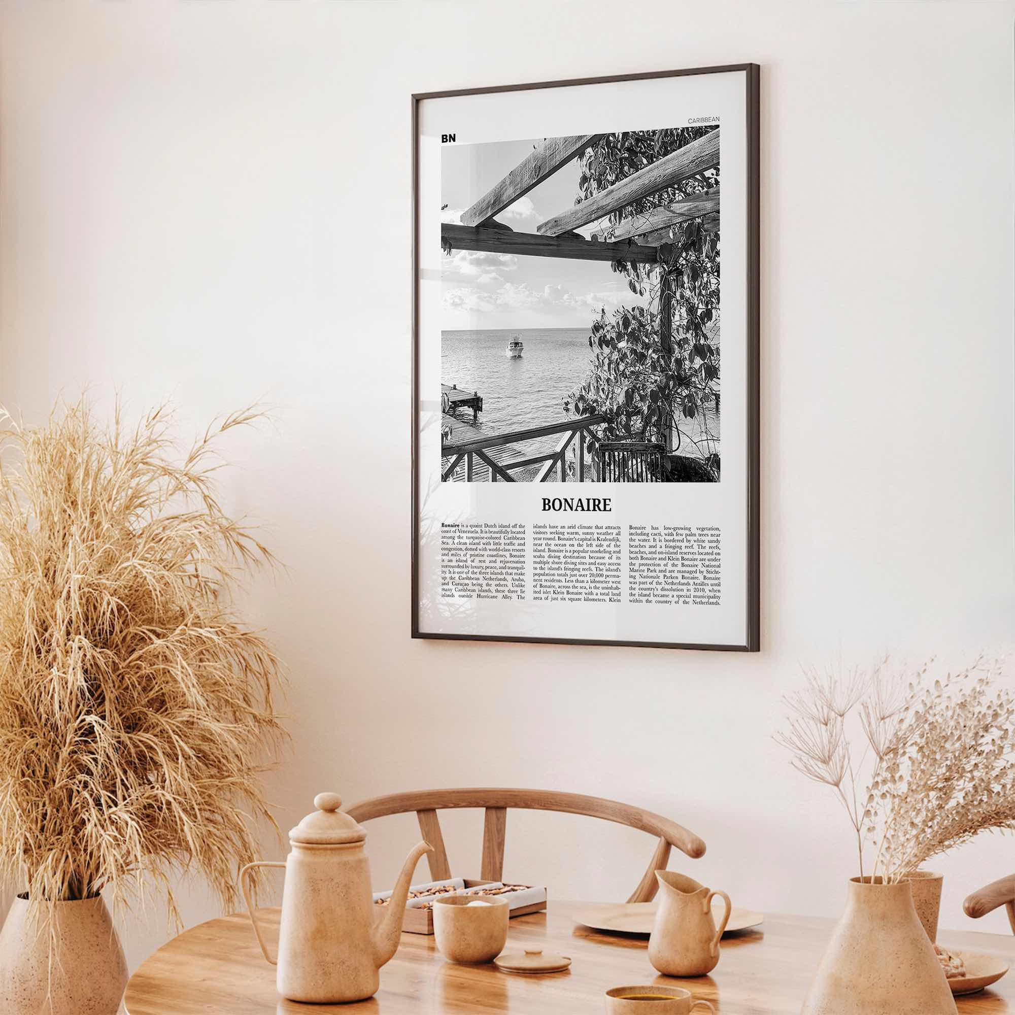 Bonaire Print Black and White, Bonaire Wall Art, Bonaire Poster, Bonaire Photo, Bonaire Decor, Boneiru, Caribbean Netherlands, Kralendijk