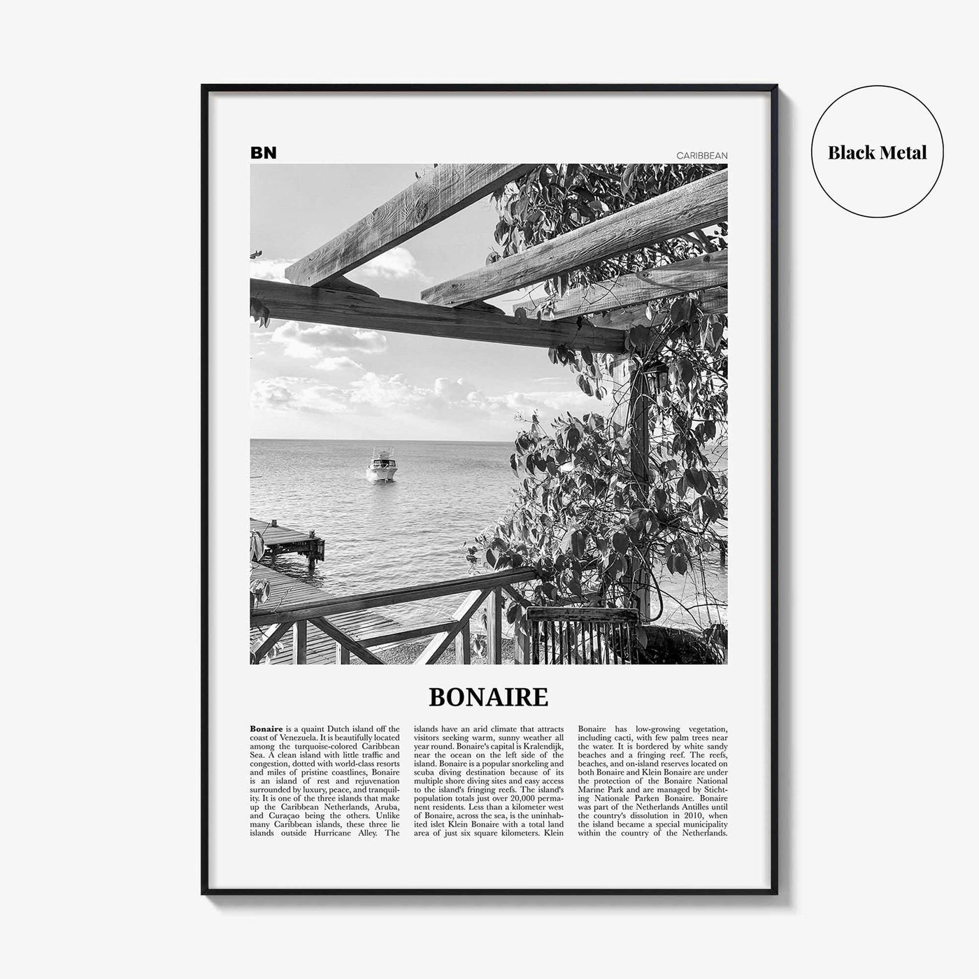 Bonaire Print Black and White, Bonaire Wall Art, Bonaire Poster, Bonaire Photo, Bonaire Decor, Boneiru, Caribbean Netherlands, Kralendijk