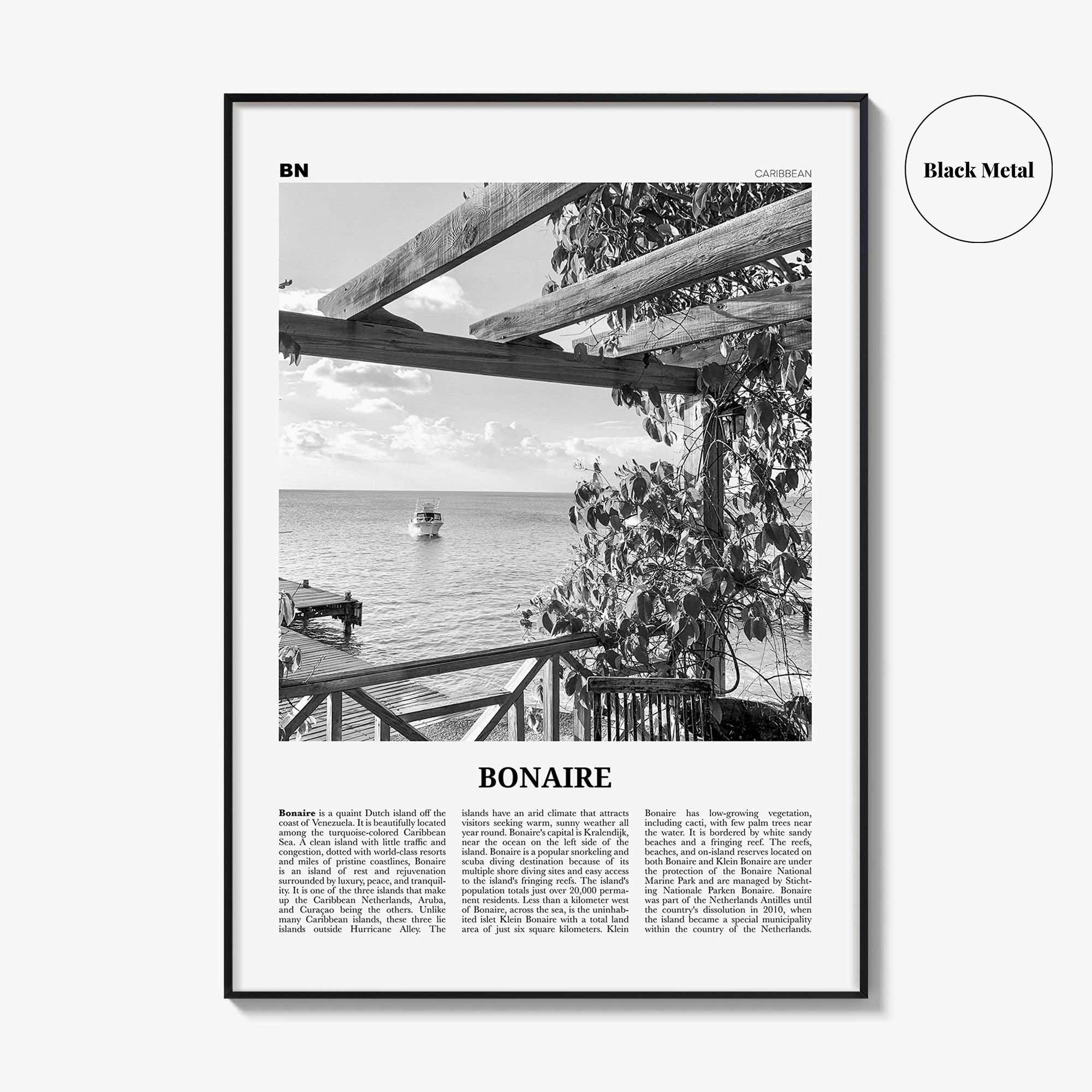 Bonaire Print Black and White, Bonaire Wall Art, Bonaire Poster, Bonaire Photo, Bonaire Decor, Boneiru, Caribbean Netherlands, Kralendijk