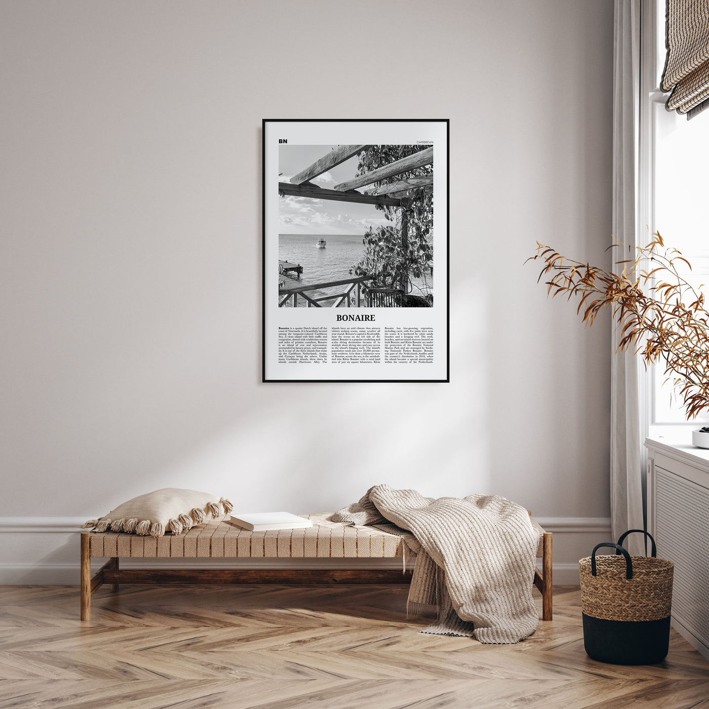 Bonaire Travel B&W Poster