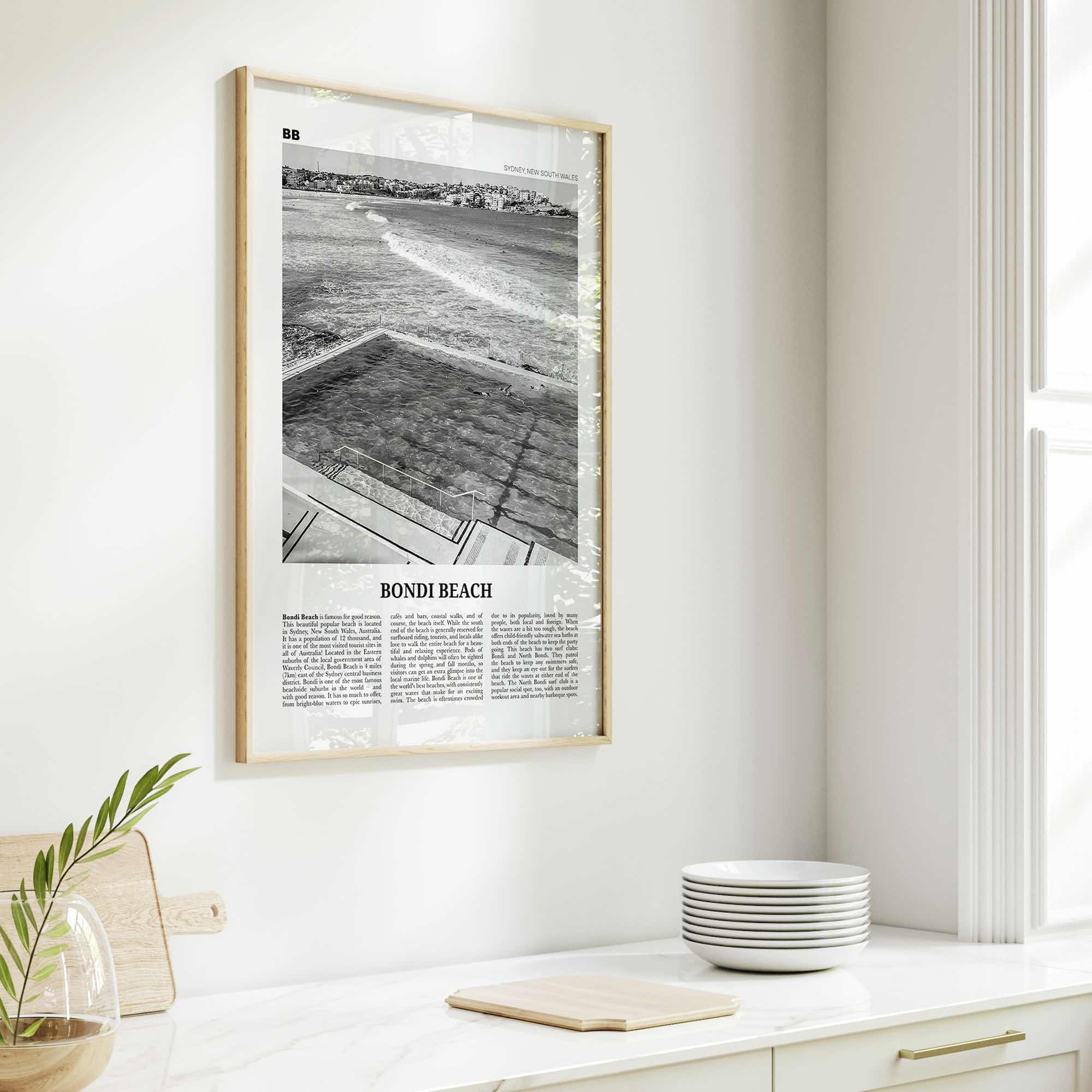 Bondi Beach Print Black and White No 1, Bondi Beach Wall Art, Bondi Beach Poster, Bondi Beach Photo, Sydney Poster Print, Australia, Oceania