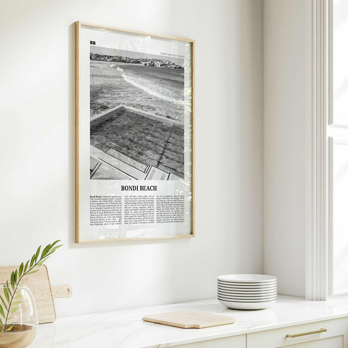 Bondi Beach Print Black and White No 1, Bondi Beach Wall Art, Bondi Beach Poster, Bondi Beach Photo, Sydney Poster Print, Australia, Oceania