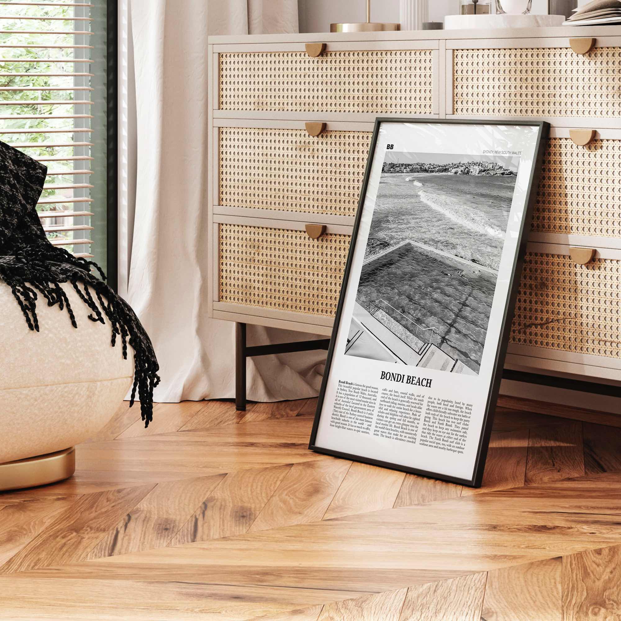 Bondi Beach Print Black and White No 1, Bondi Beach Wall Art, Bondi Beach Poster, Bondi Beach Photo, Sydney Poster Print, Australia, Oceania