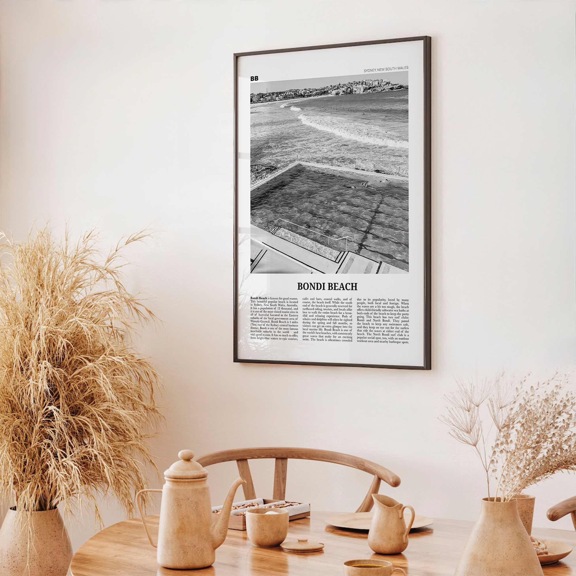 Bondi Beach Print Black and White No 1, Bondi Beach Wall Art, Bondi Beach Poster, Bondi Beach Photo, Sydney Poster Print, Australia, Oceania