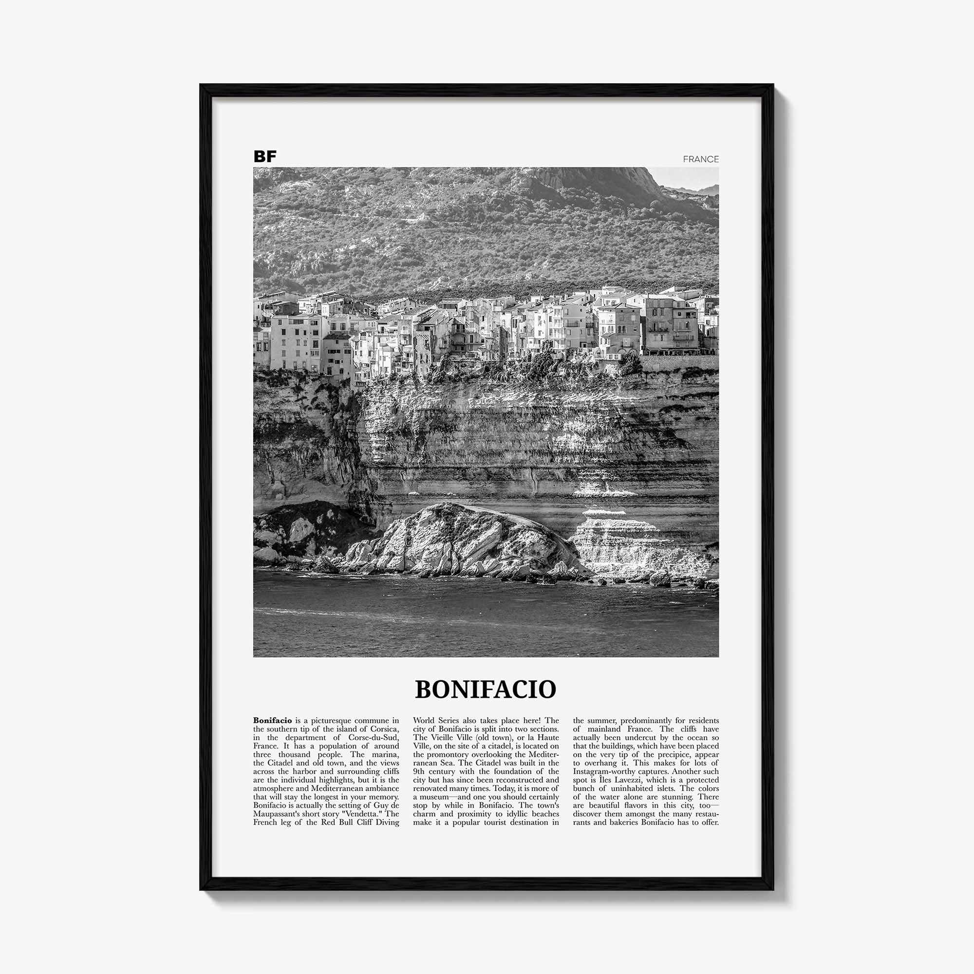 Bonifacio Print Black and White, Bonifacio Wall Art, Bonifacio Poster, Bonifacio Photo, Bonifacio, Bunifaziu, Bunifazziu, France, Corsica