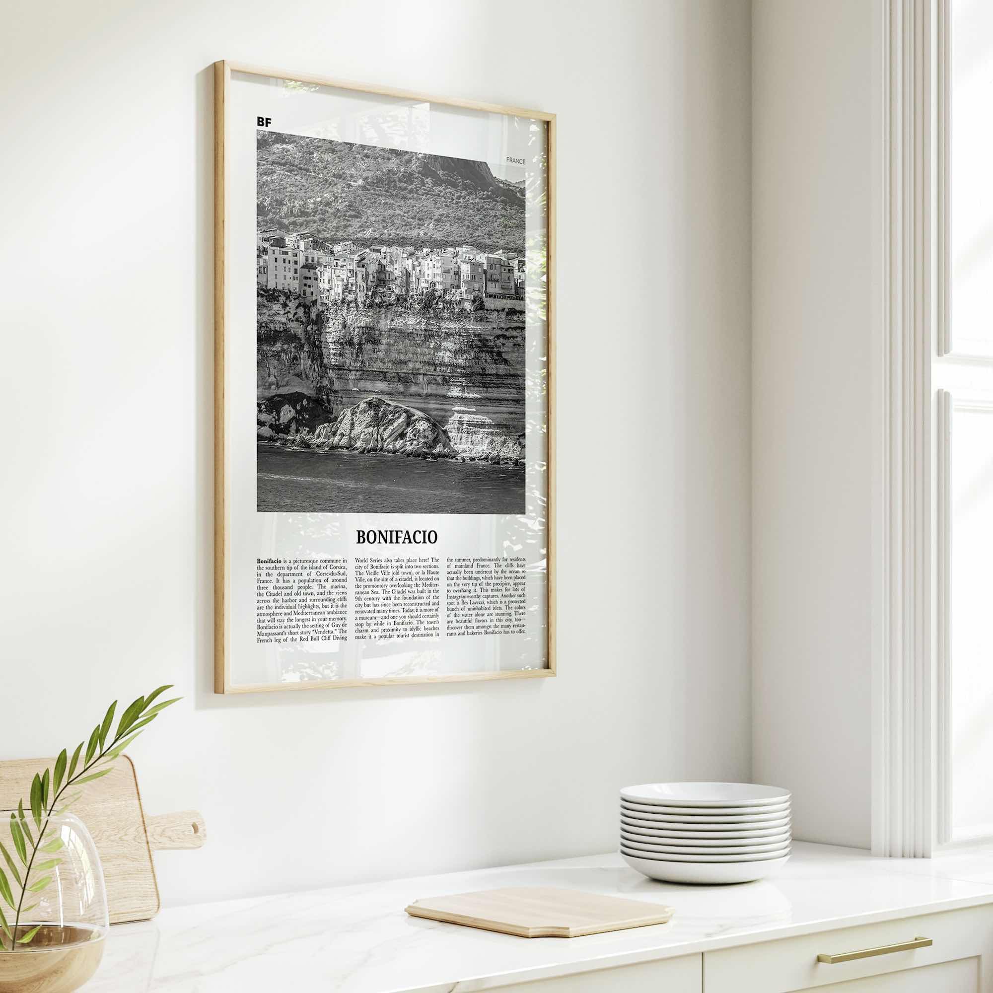 Bonifacio Print Black and White, Bonifacio Wall Art, Bonifacio Poster, Bonifacio Photo, Bonifacio, Bunifaziu, Bunifazziu, France, Corsica