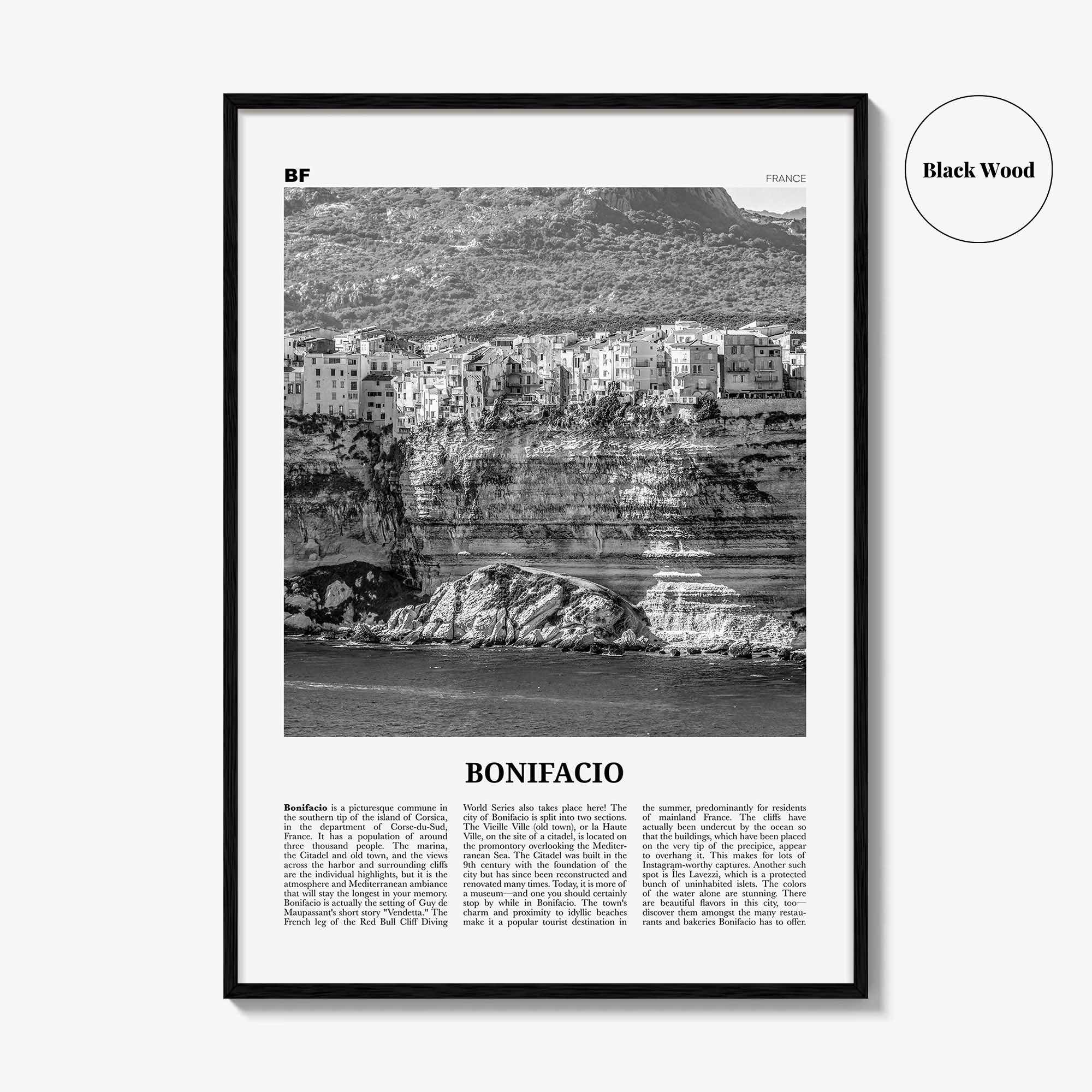 Bonifacio Print Black and White, Bonifacio Wall Art, Bonifacio Poster, Bonifacio Photo, Bonifacio, Bunifaziu, Bunifazziu, France, Corsica