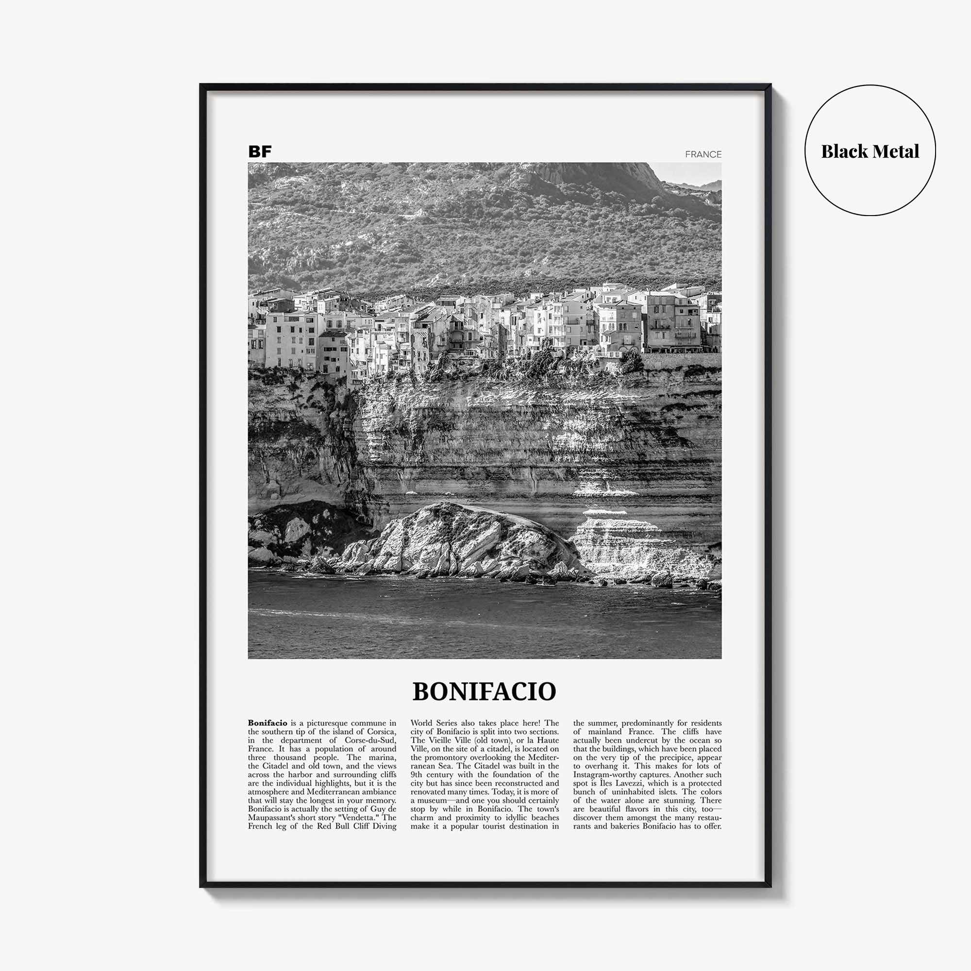Bonifacio Print Black and White, Bonifacio Wall Art, Bonifacio Poster, Bonifacio Photo, Bonifacio, Bunifaziu, Bunifazziu, France, Corsica