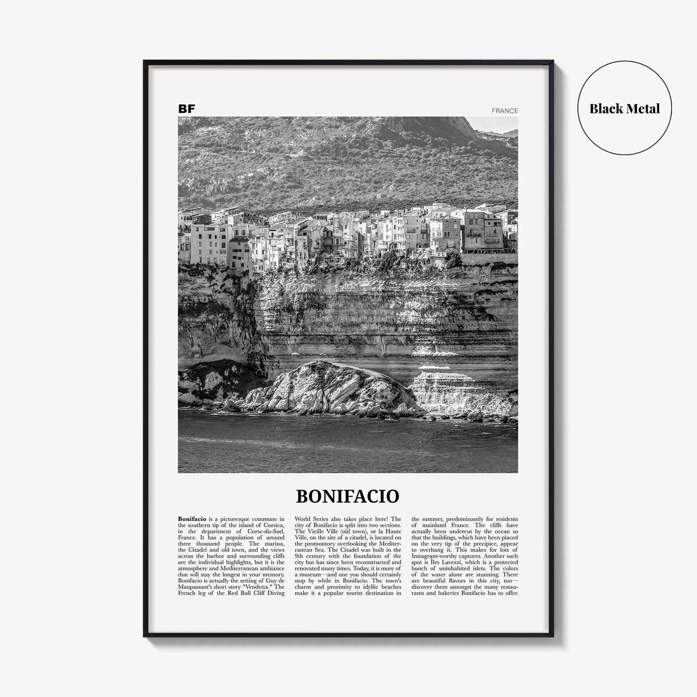 Bonifacio Print Black and White, Bonifacio Wall Art, Bonifacio Poster, Bonifacio Photo, Bonifacio, Bunifaziu, Bunifazziu, France, Corsica