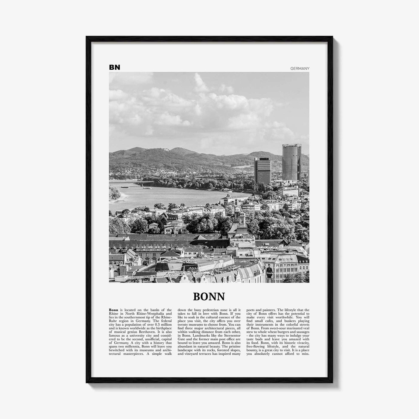 Bonn Print Black and White, Bonn Wall Art, Bonn Poster, Bonn Photo, Bonn Wall Décor, Germany, North Rhine-Westphalia, Deutschland