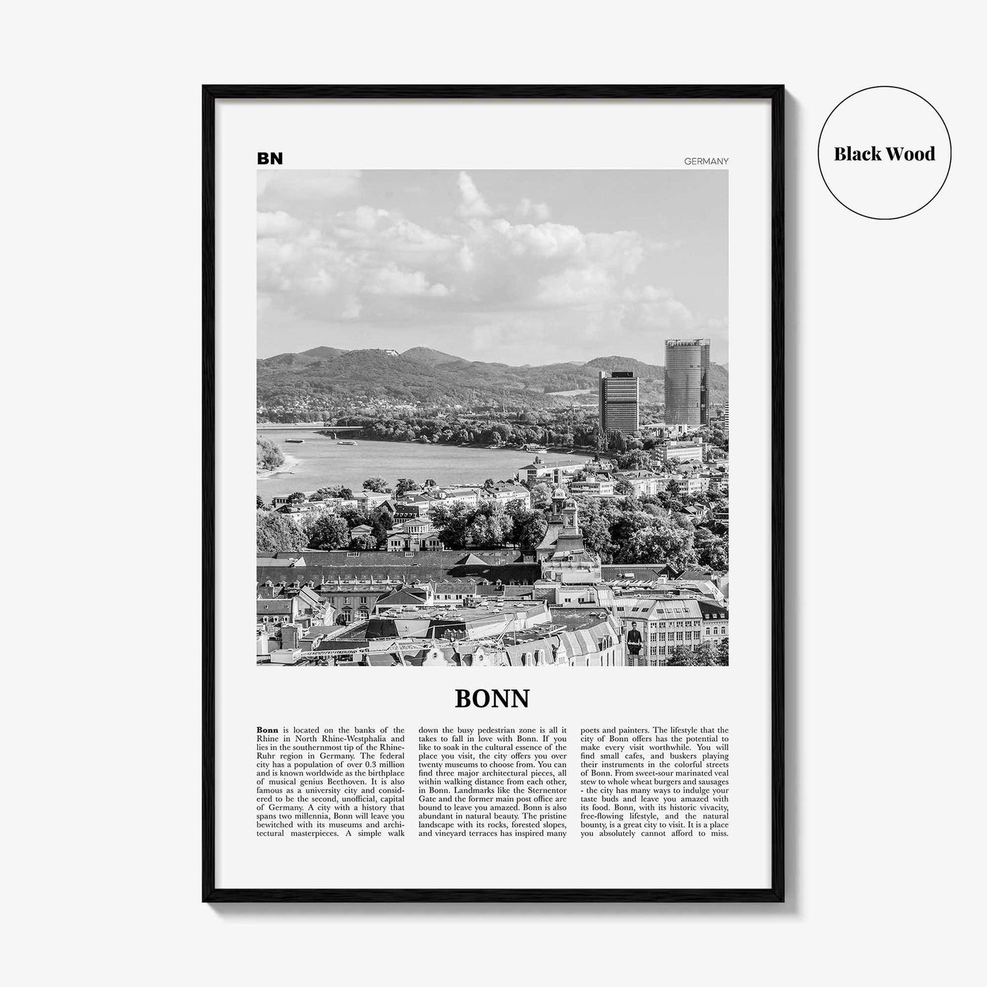 Bonn Print Black and White, Bonn Wall Art, Bonn Poster, Bonn Photo, Bonn Wall Décor, Germany, North Rhine-Westphalia, Deutschland