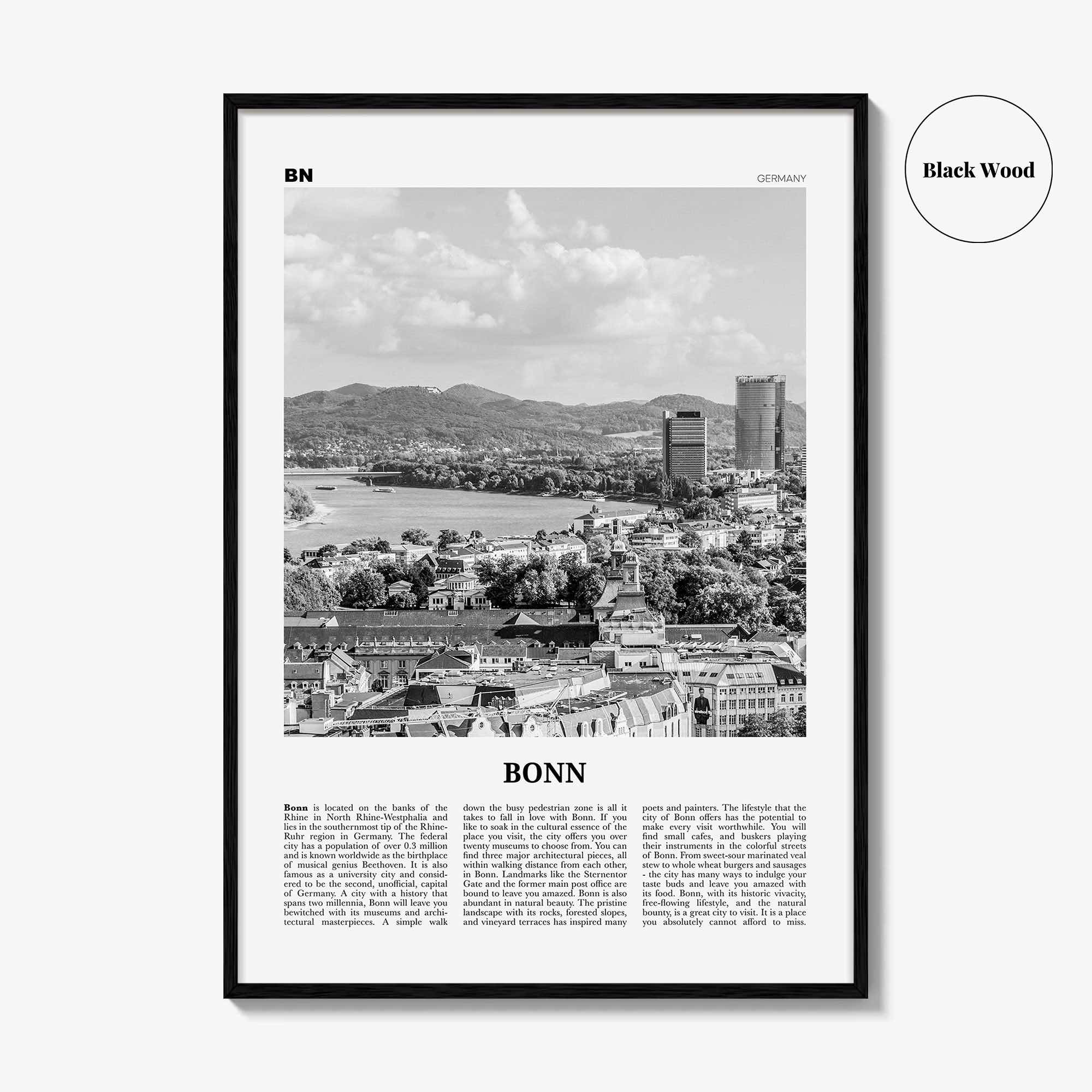 Bonn Print Black and White, Bonn Wall Art, Bonn Poster, Bonn Photo, Bonn Wall Décor, Germany, North Rhine-Westphalia, Deutschland