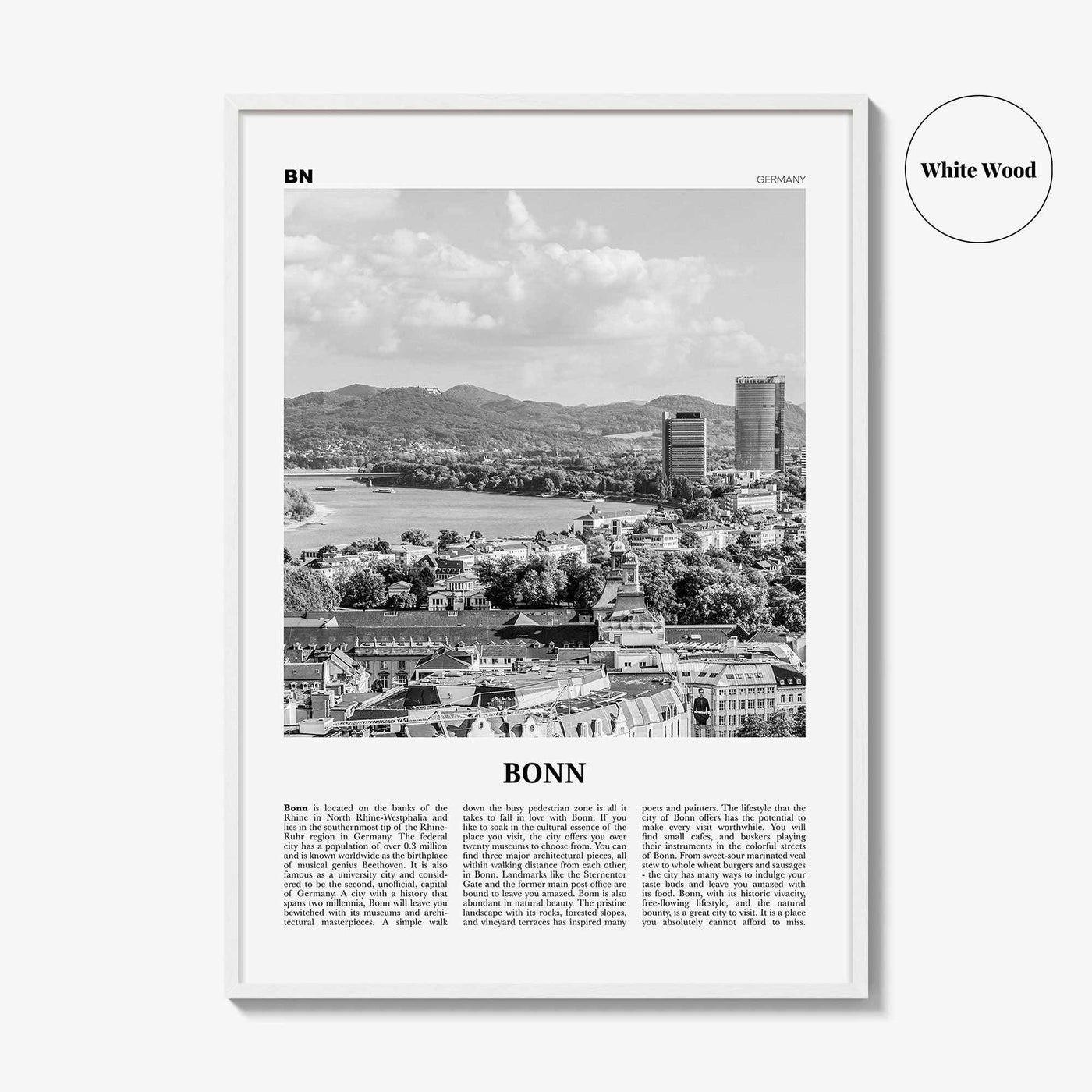 Bonn Print Black and White, Bonn Wall Art, Bonn Poster, Bonn Photo, Bonn Wall Décor, Germany, North Rhine-Westphalia, Deutschland