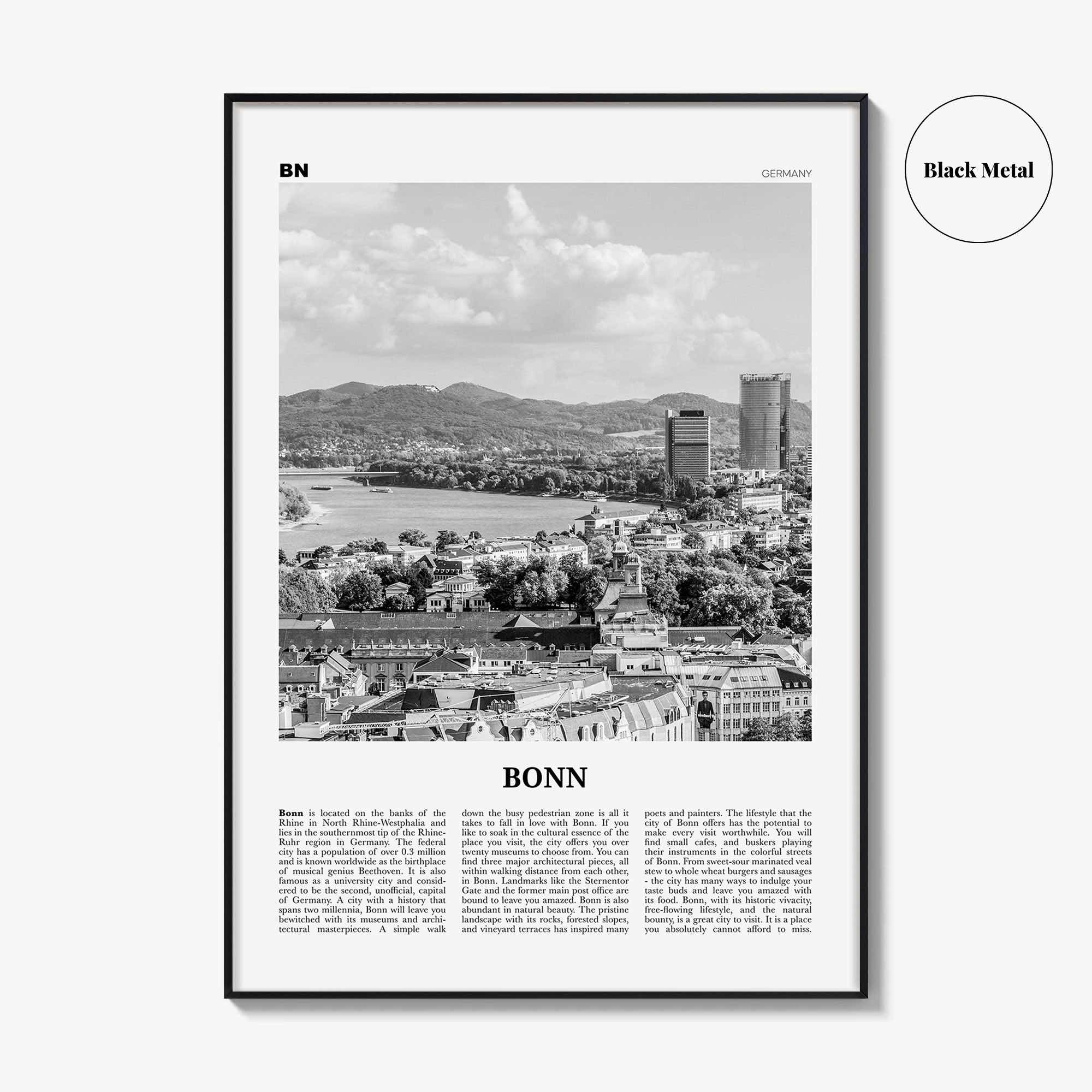 Bonn Print Black and White, Bonn Wall Art, Bonn Poster, Bonn Photo, Bonn Wall Décor, Germany, North Rhine-Westphalia, Deutschland