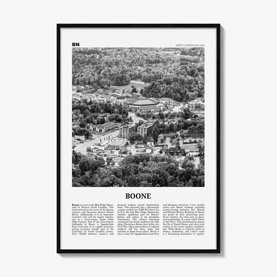 Boone Print Black and White No 1, Boone Wall Art, Boone Poster, Boone Photo, Boone Wall Décor, Boone Map, North Carolina, USA