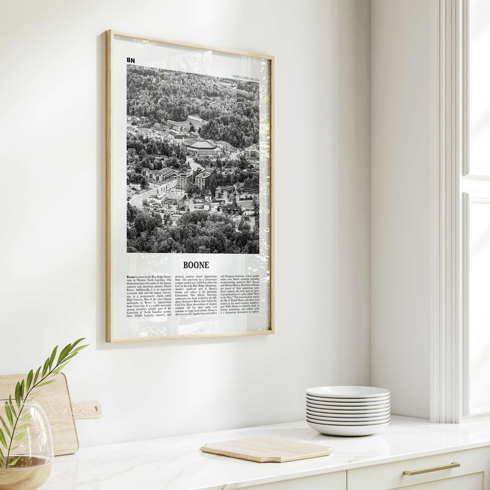 Boone Print Black and White No 1, Boone Wall Art, Boone Poster, Boone Photo, Boone Wall Décor, Boone Map, North Carolina, USA