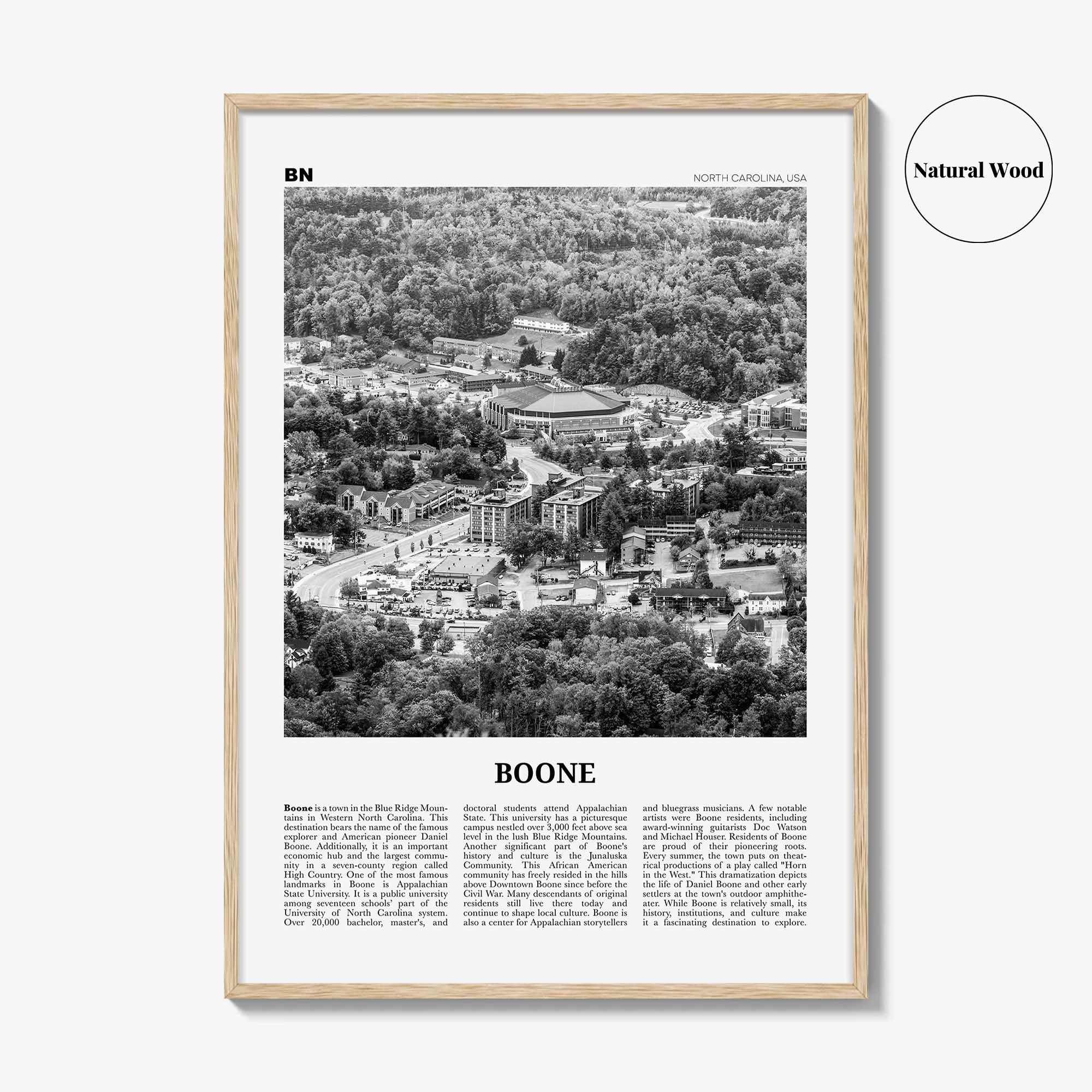 Boone Print Black and White No 1, Boone Wall Art, Boone Poster, Boone Photo, Boone Wall Décor, Boone Map, North Carolina, USA