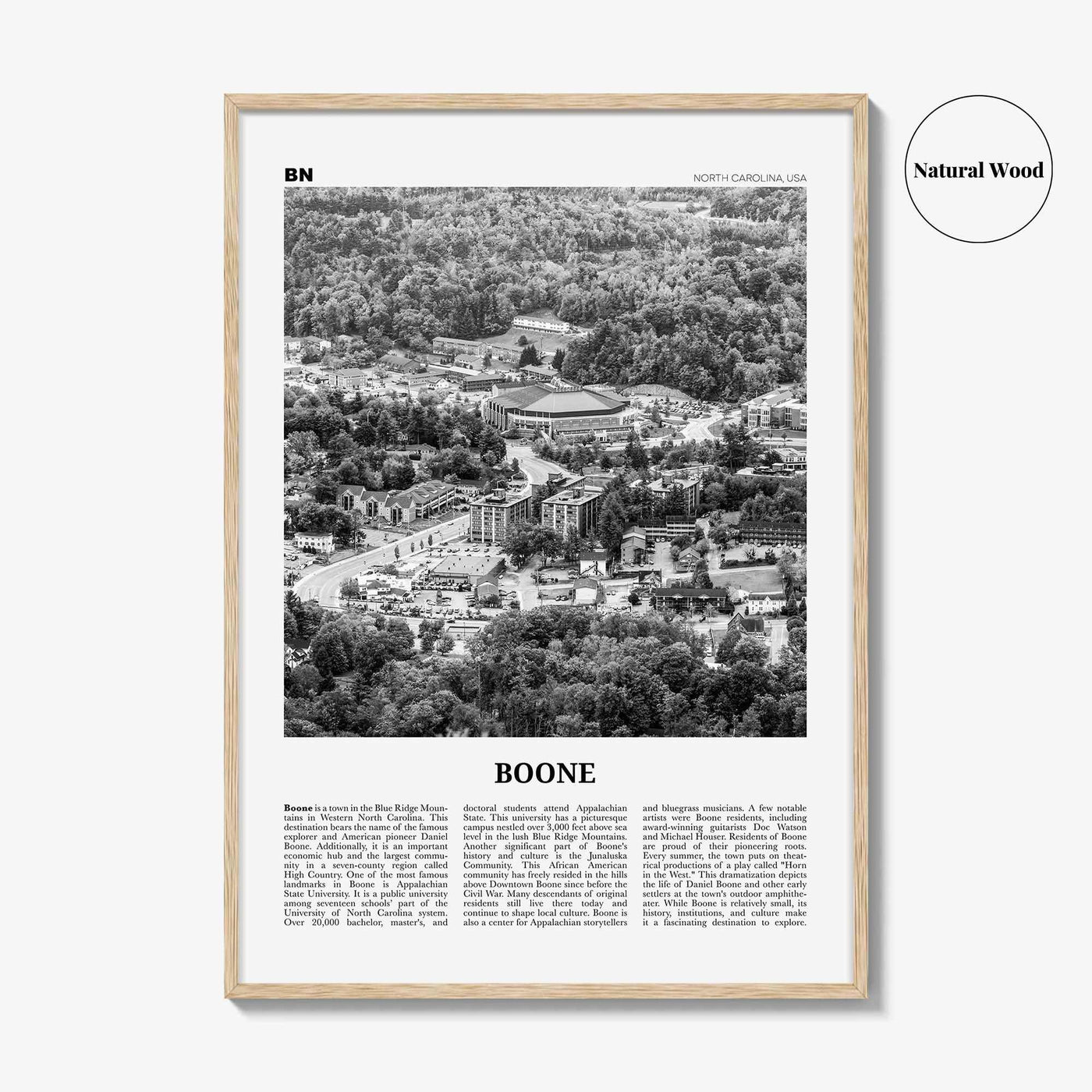 Boone Print Black and White No 1, Boone Wall Art, Boone Poster, Boone Photo, Boone Wall Décor, Boone Map, North Carolina, USA