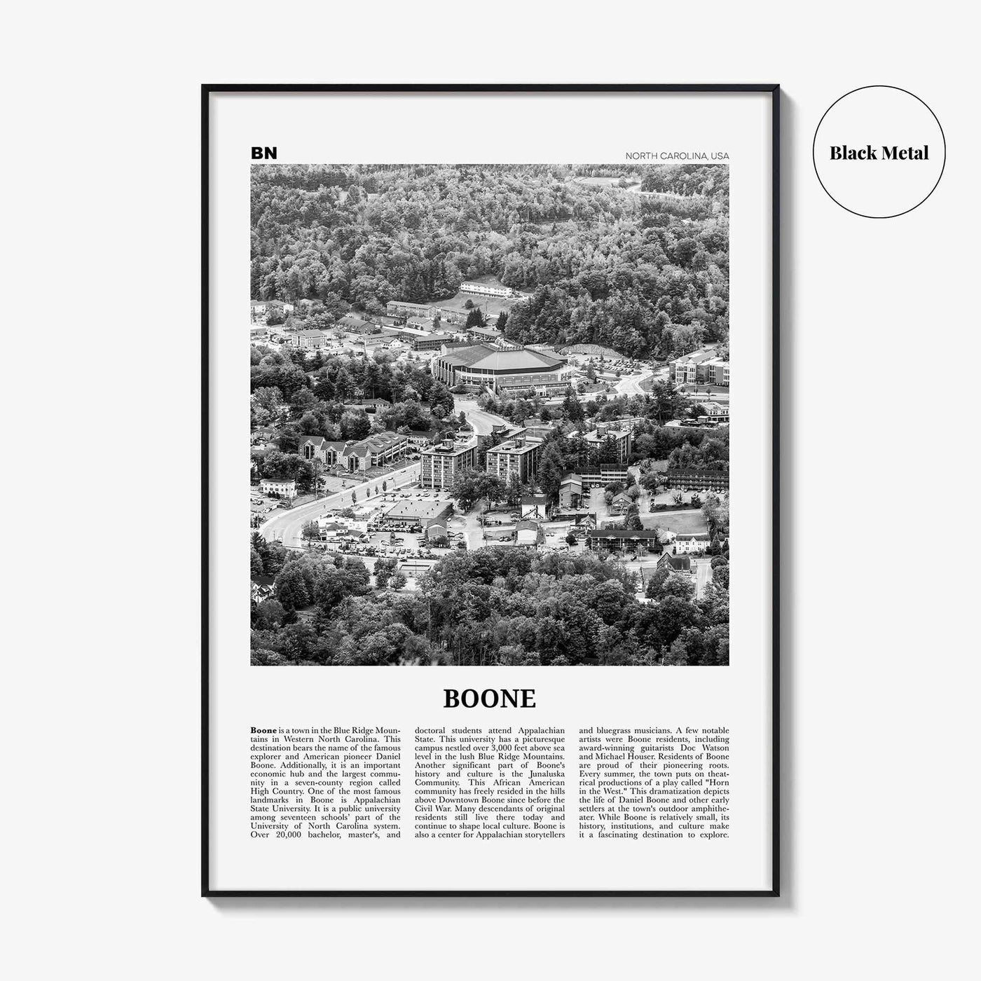 Boone Print Black and White No 1, Boone Wall Art, Boone Poster, Boone Photo, Boone Wall Décor, Boone Map, North Carolina, USA