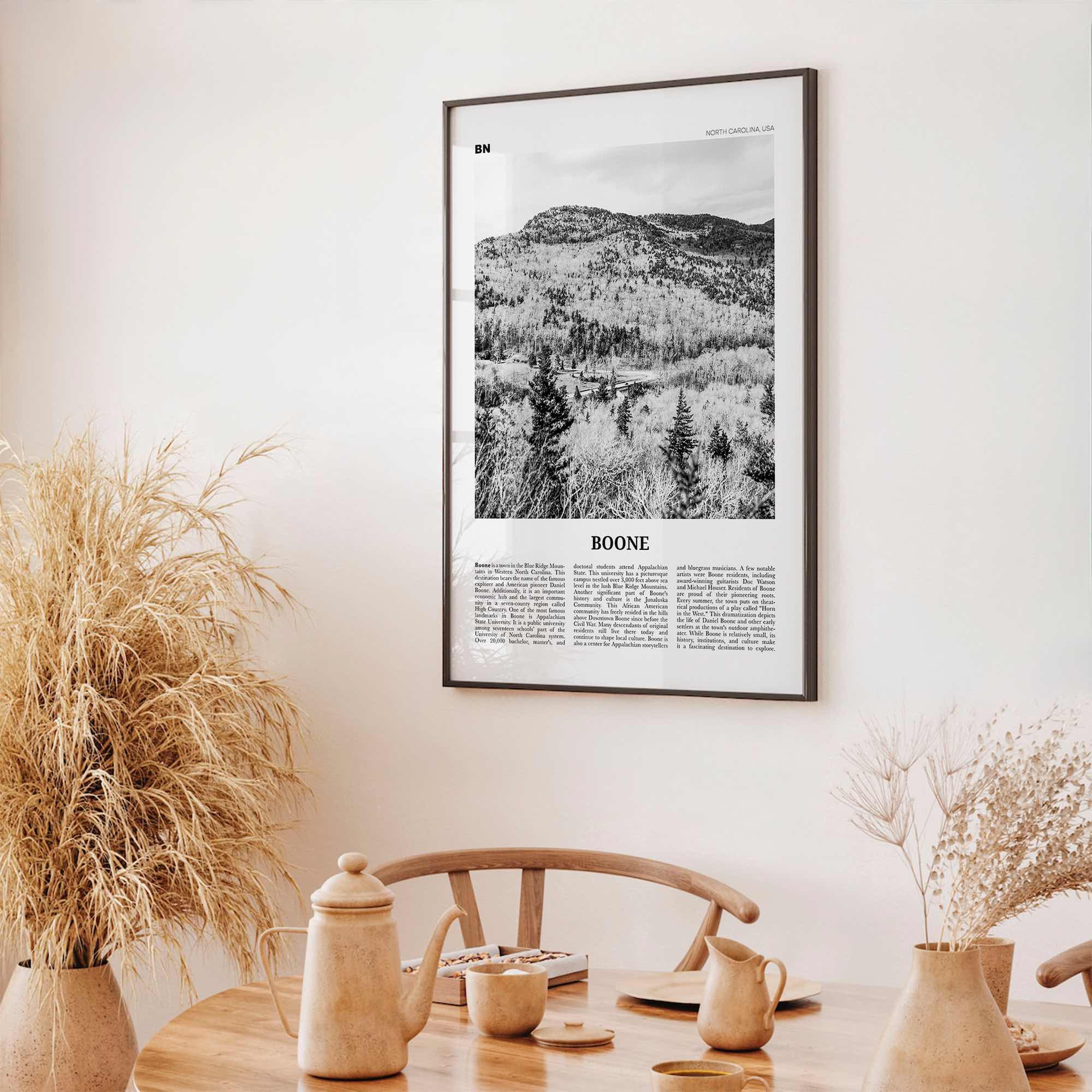 Boone Print Black and White No 2, Boone Nature Wall Art, Boone Poster, Boone Photo, Boone Wall Décor, Boone Map, North Carolina, USA