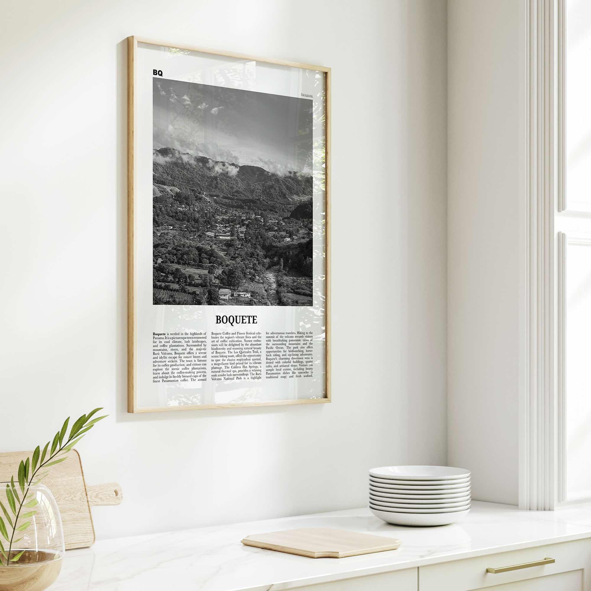 Boquete Print Black and White, Boquete Wall Art, Boquete Poster, Boquete Photo, Boquete Wall Décor, Boquete Map, Panama