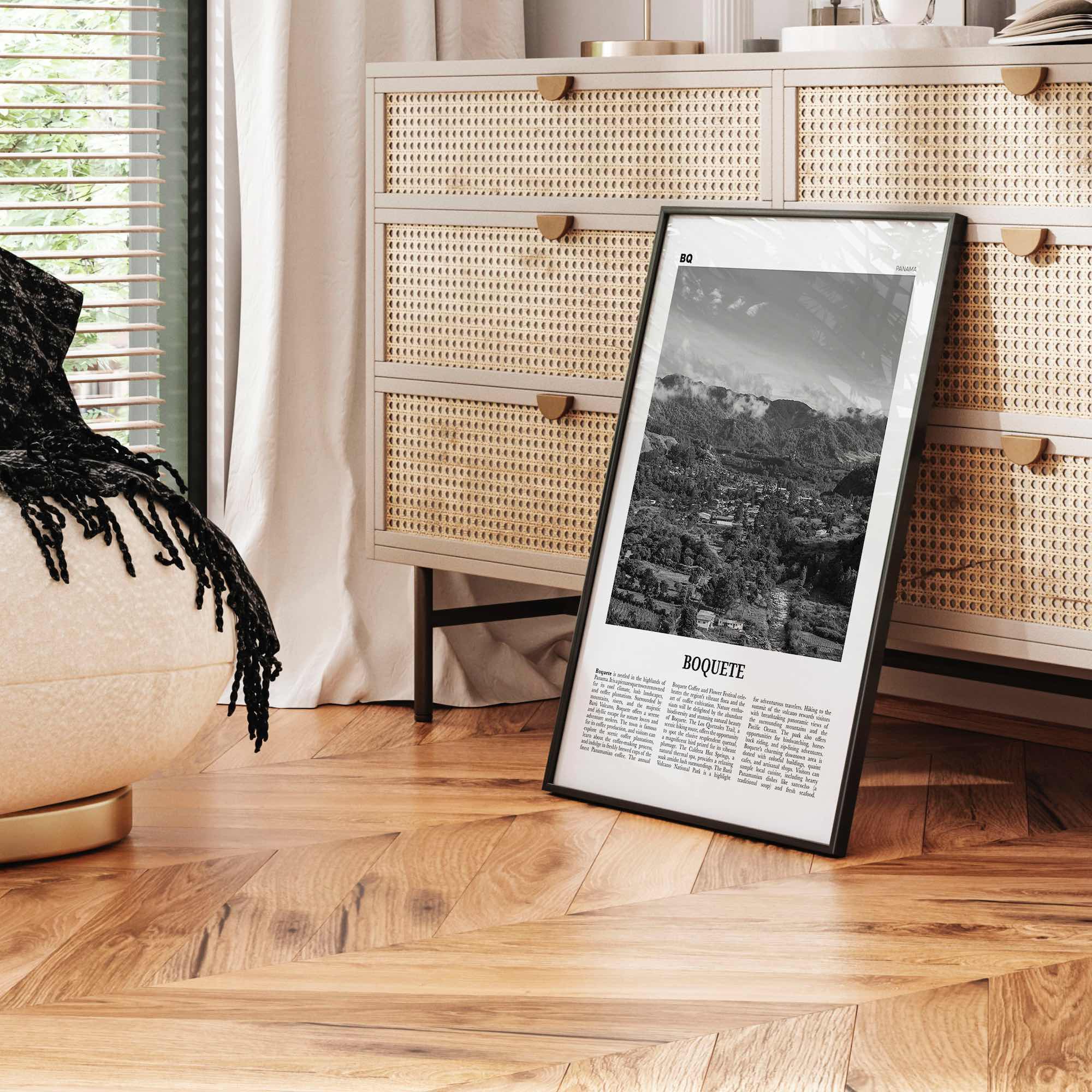 Boquete Print Black and White, Boquete Wall Art, Boquete Poster, Boquete Photo, Boquete Wall Décor, Boquete Map, Panama